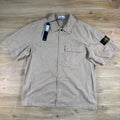 Stone Island Brushed Cotton Old Effect Short-Sleeve Shirt in Desert