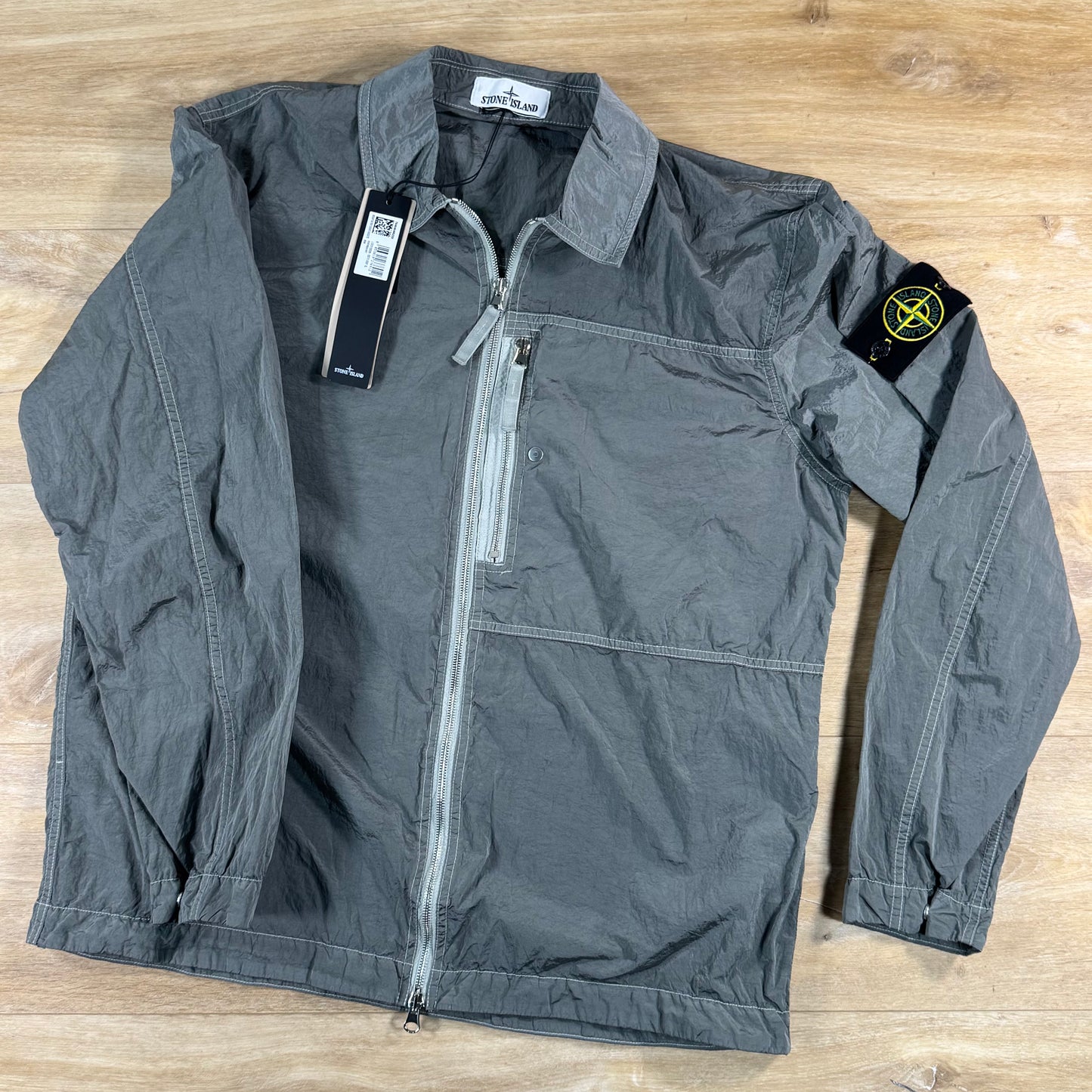 Stone Island Nylon Metal Chest Pocket Overshirt in Pearl Grey