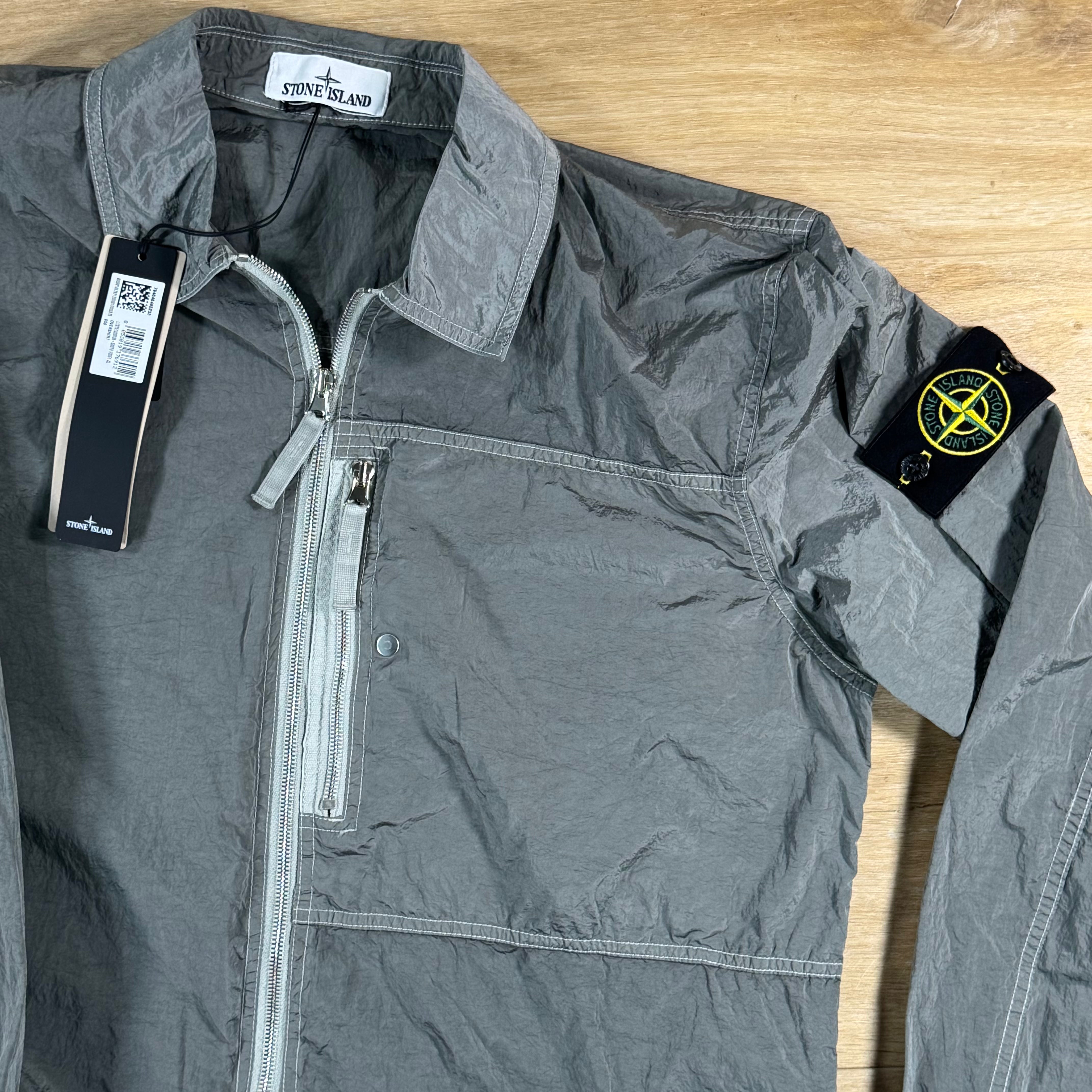 Stone Island Nylon Metal Chest Pocket Overshirt in Pearl Grey
