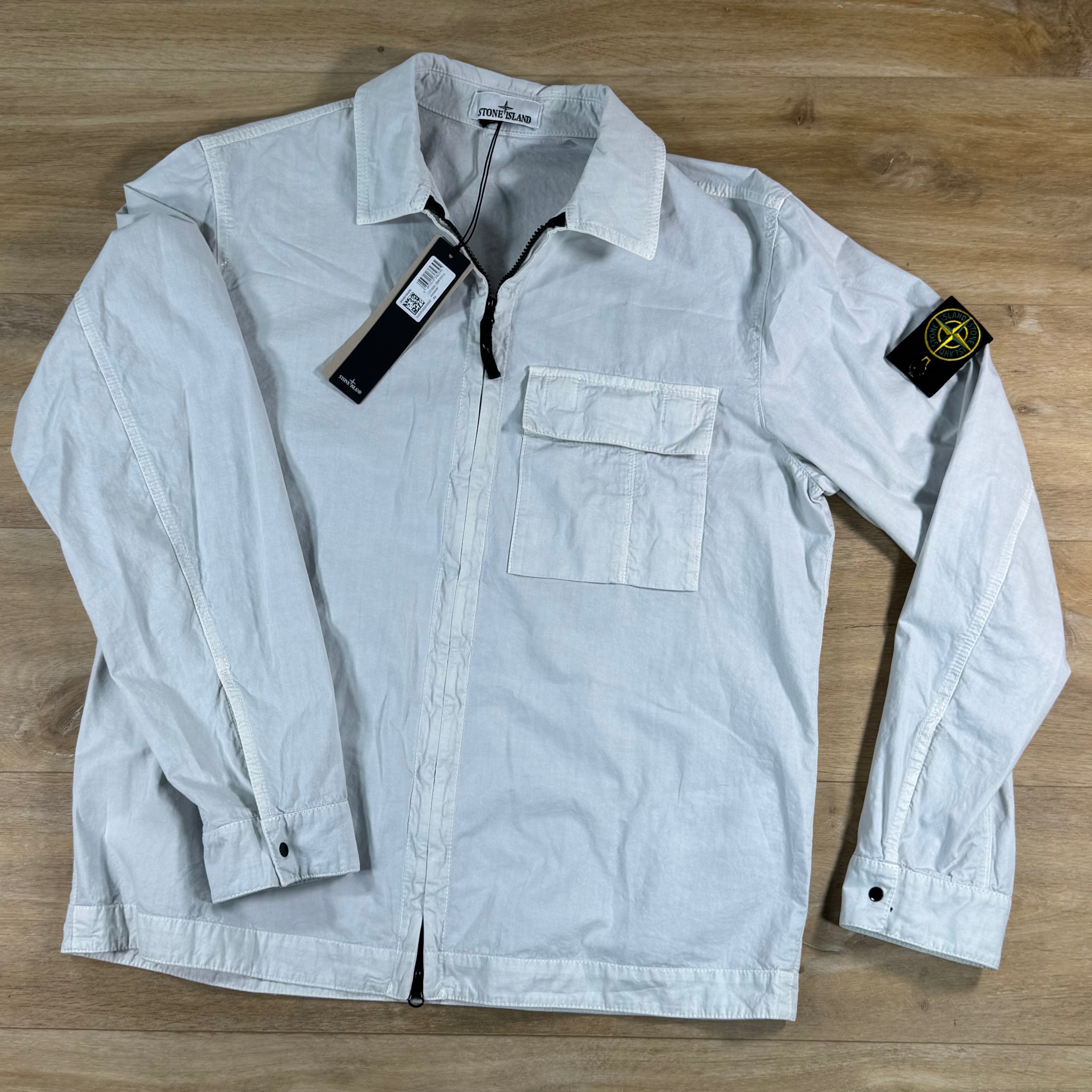 Stone Island Brushed Old Effect Overshirt in Sky Blue