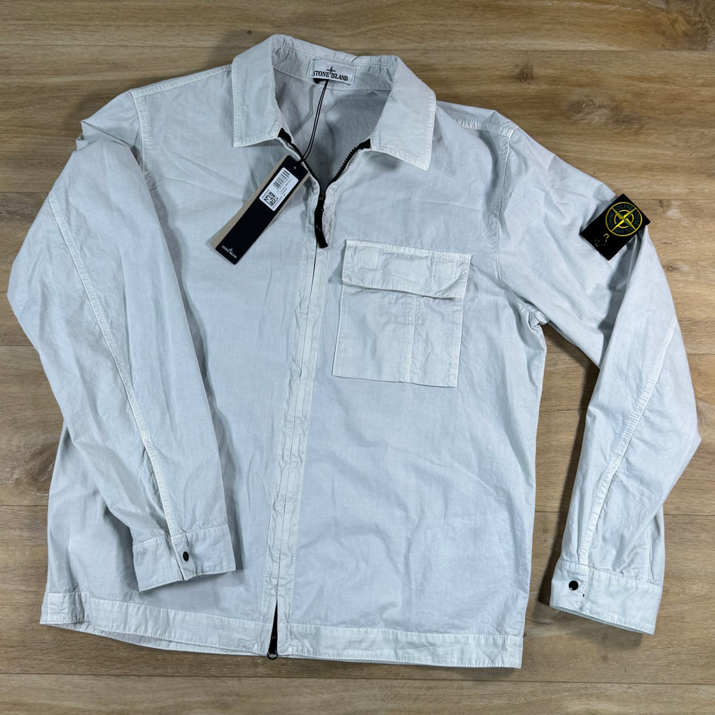 Stone Island Brushed Old Effect Overshirt in Sky Blue