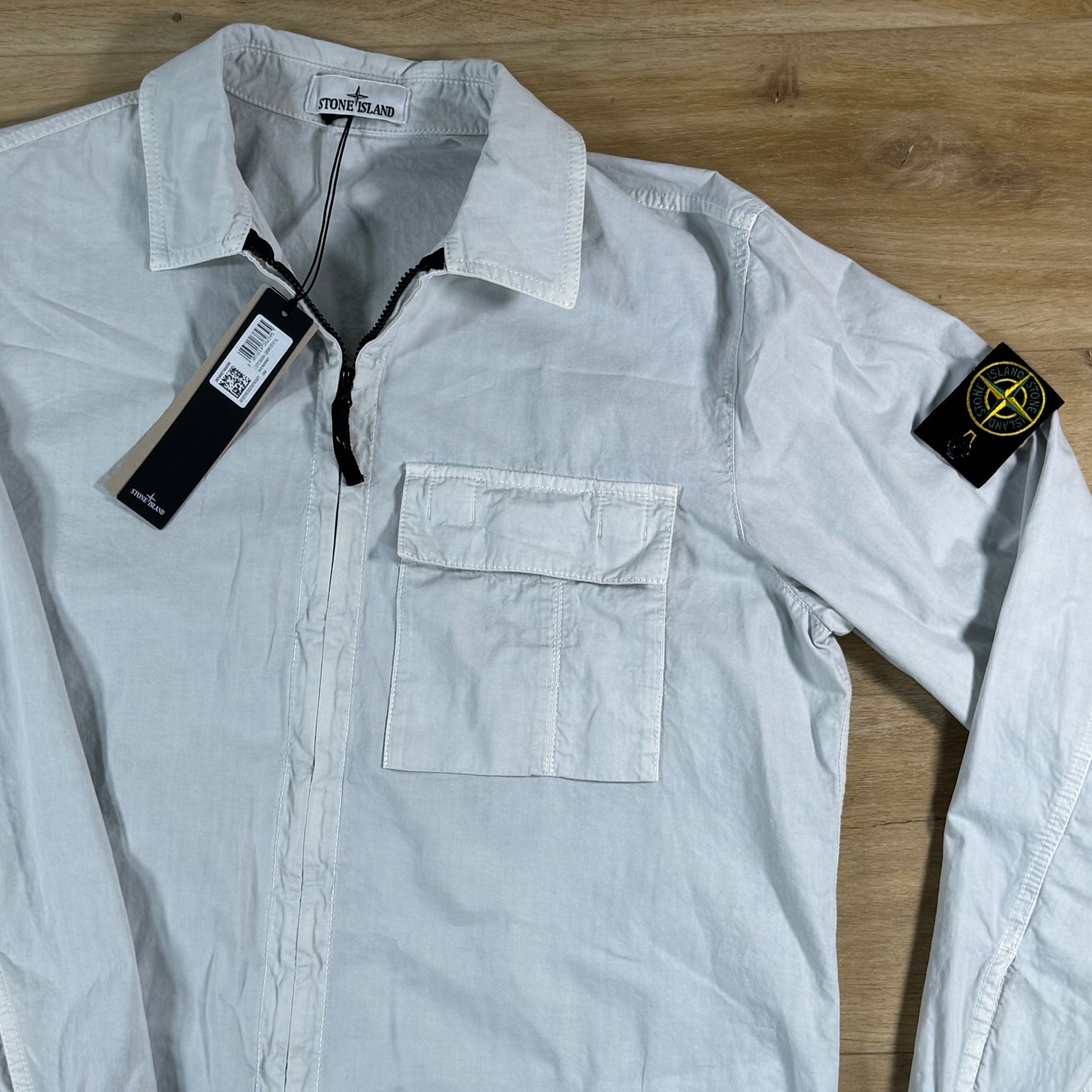 Stone Island Brushed Old Effect Overshirt in Sky Blue