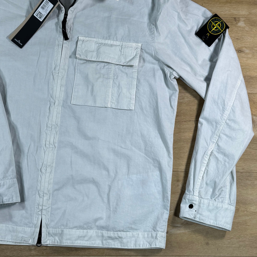 Stone Island Brushed Old Effect Overshirt in Sky Blue