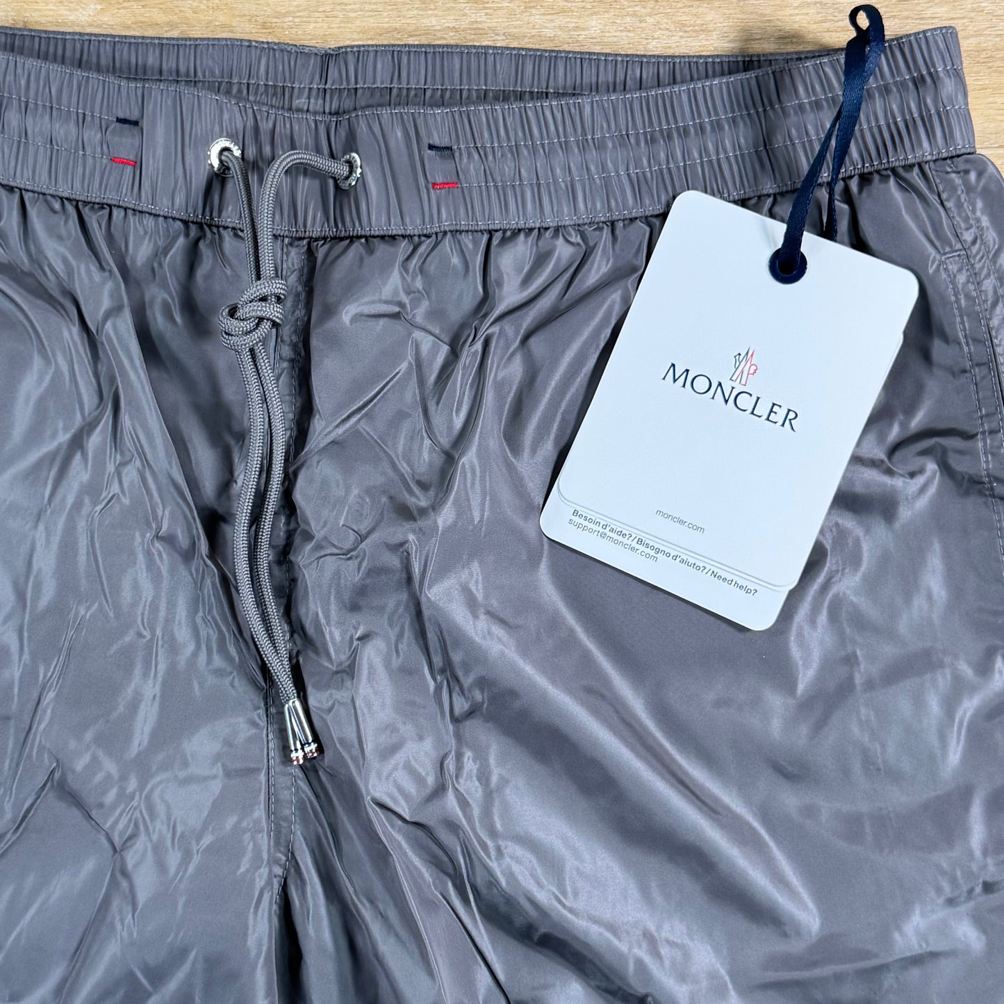 Moncler Tricolor Logo Patch Swim Shorts in Grey