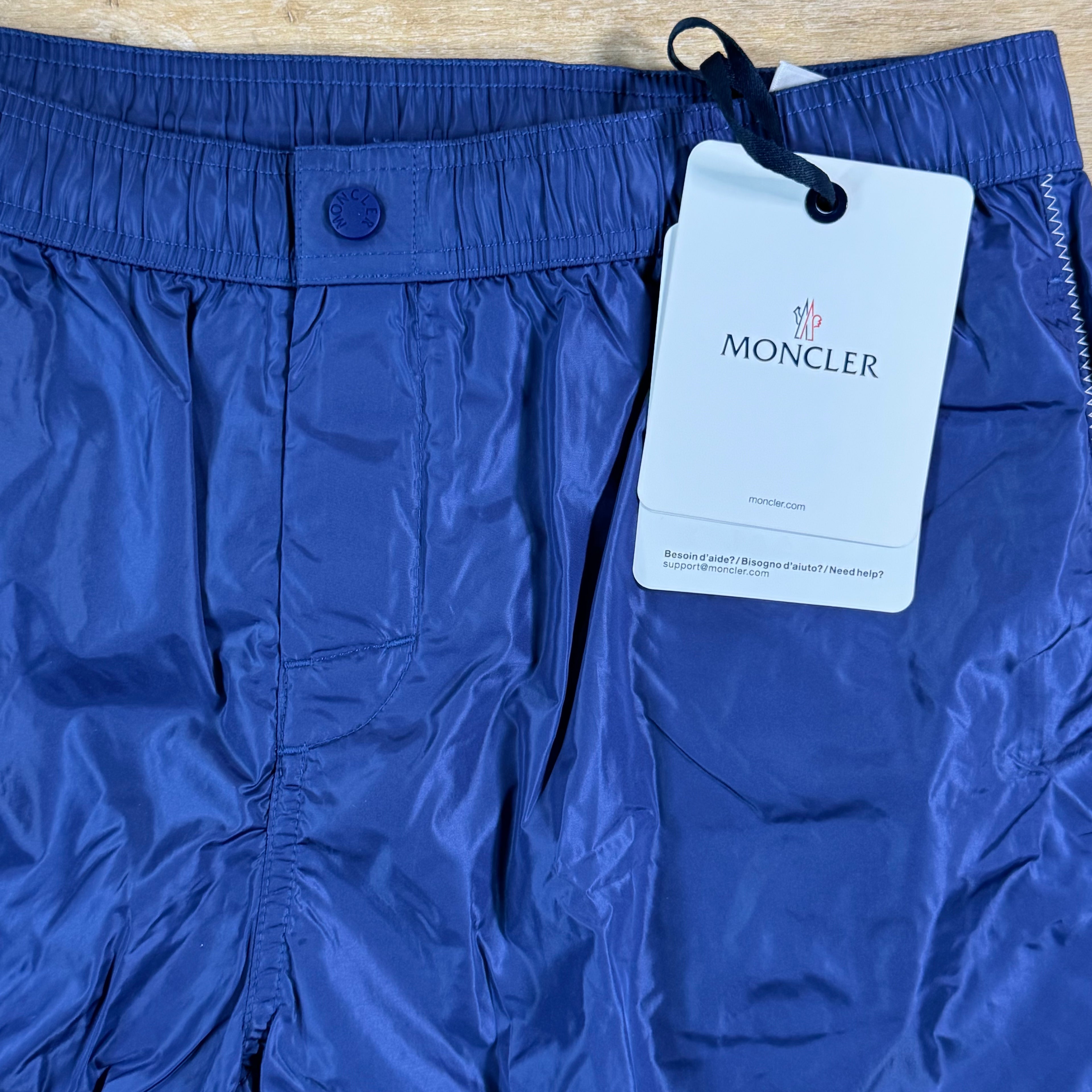 Moncler Logo Swim Shorts in Cobalt Blue