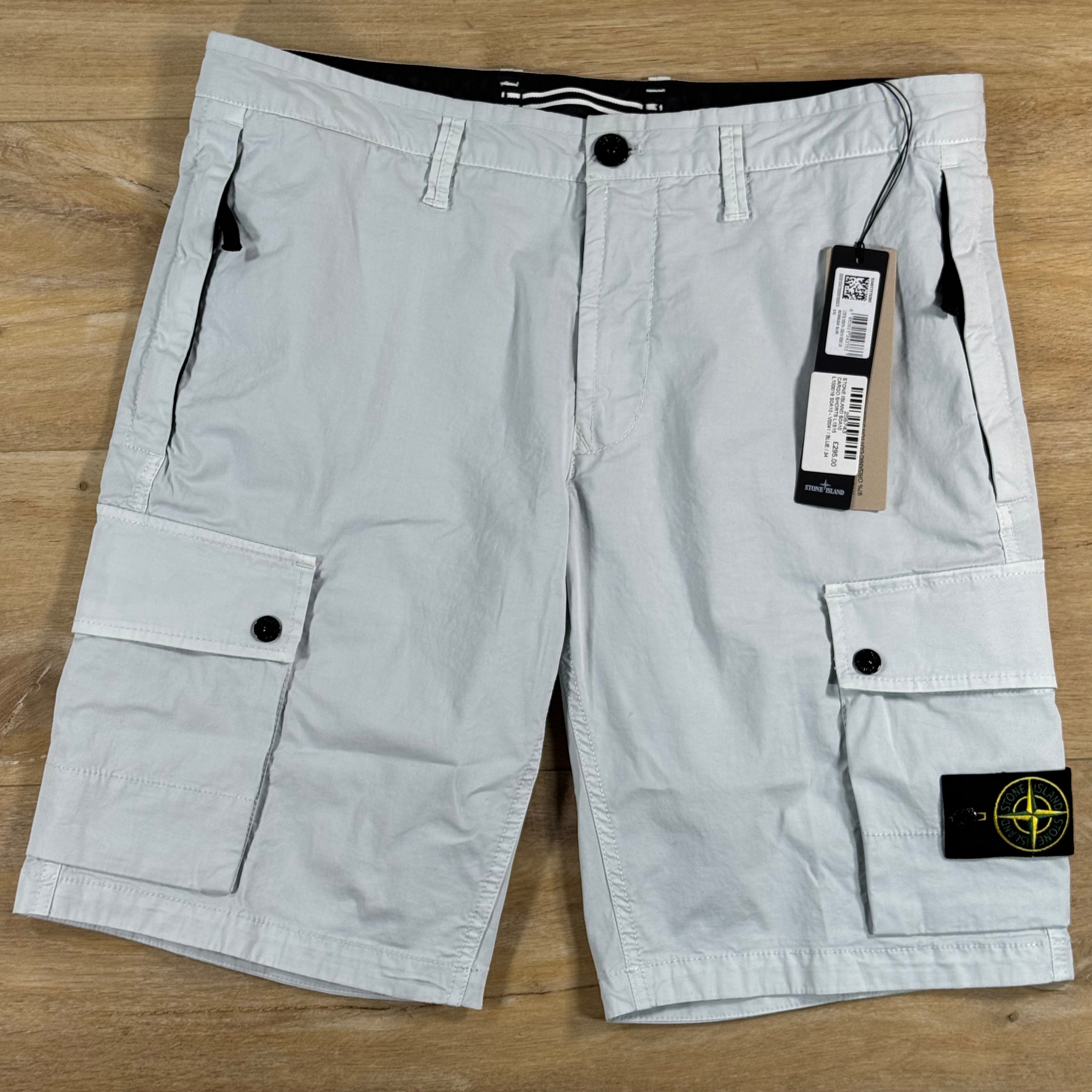 Stone Island Stretch Twill Cargo Bermuda Shorts in Sky Blue