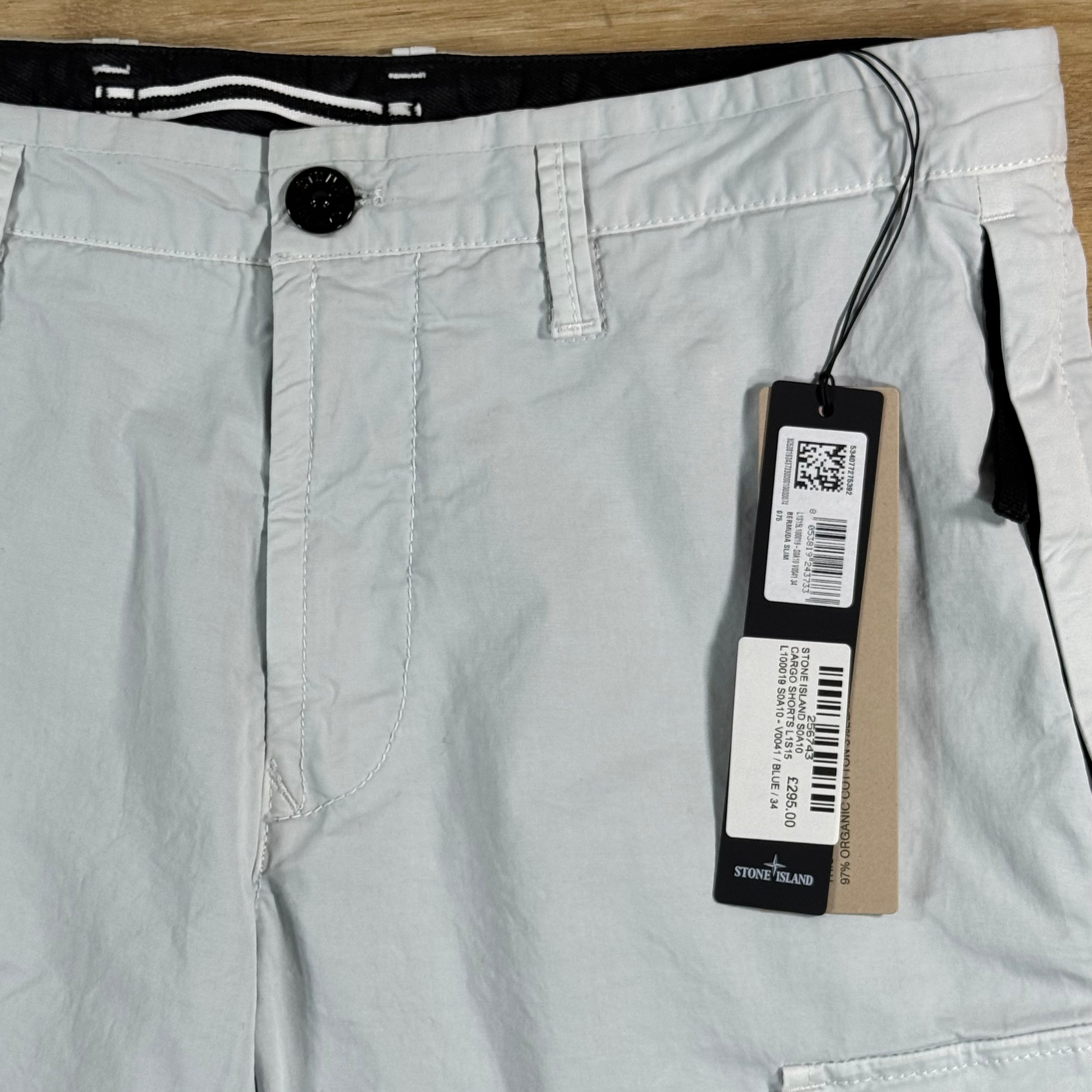 Stone Island Stretch Twill Cargo Bermuda Shorts in Sky Blue