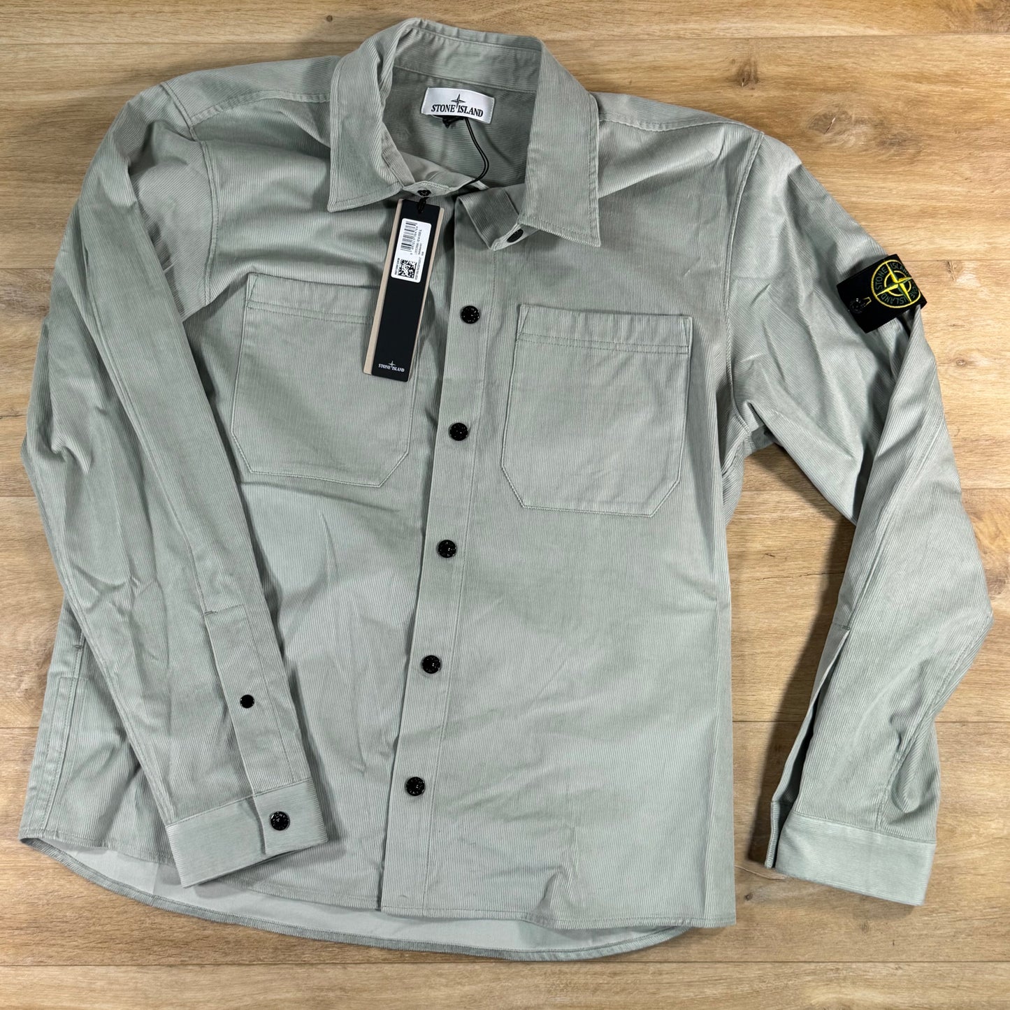 Stone Island Micro-Corduroy Overshirt in Sage Green