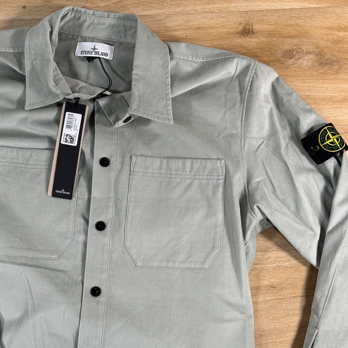 Stone Island Micro-Corduroy Overshirt in Sage Green