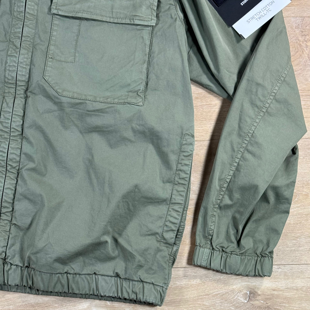 Stone Island Cotton Twill Hooded Jacket in Military Green