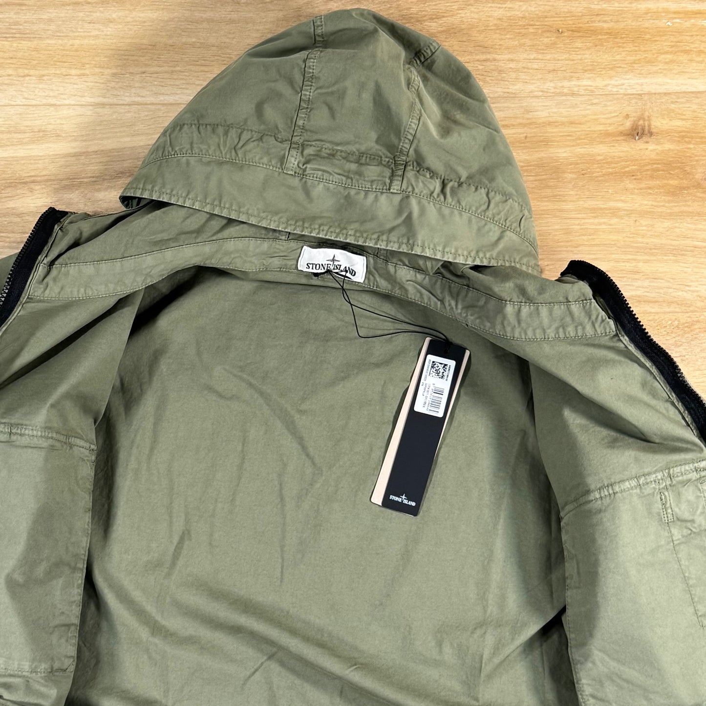 Stone Island Cotton Twill Hooded Jacket in Military Green