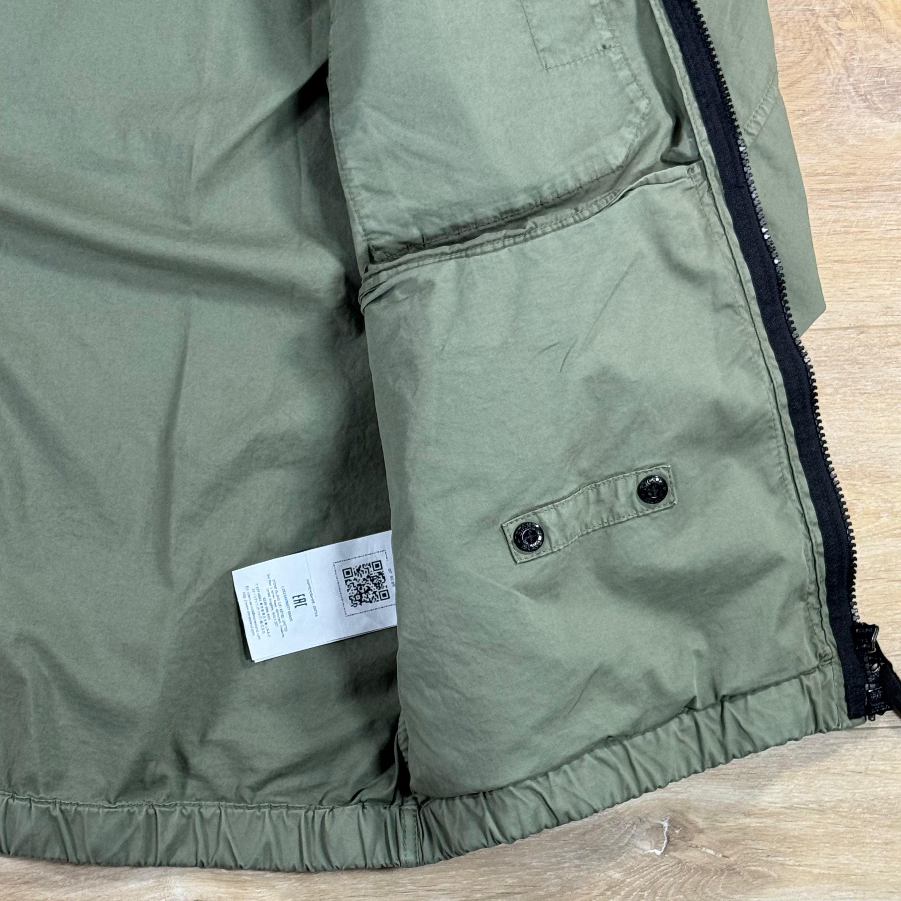 Stone Island Cotton Twill Hooded Jacket in Military Green