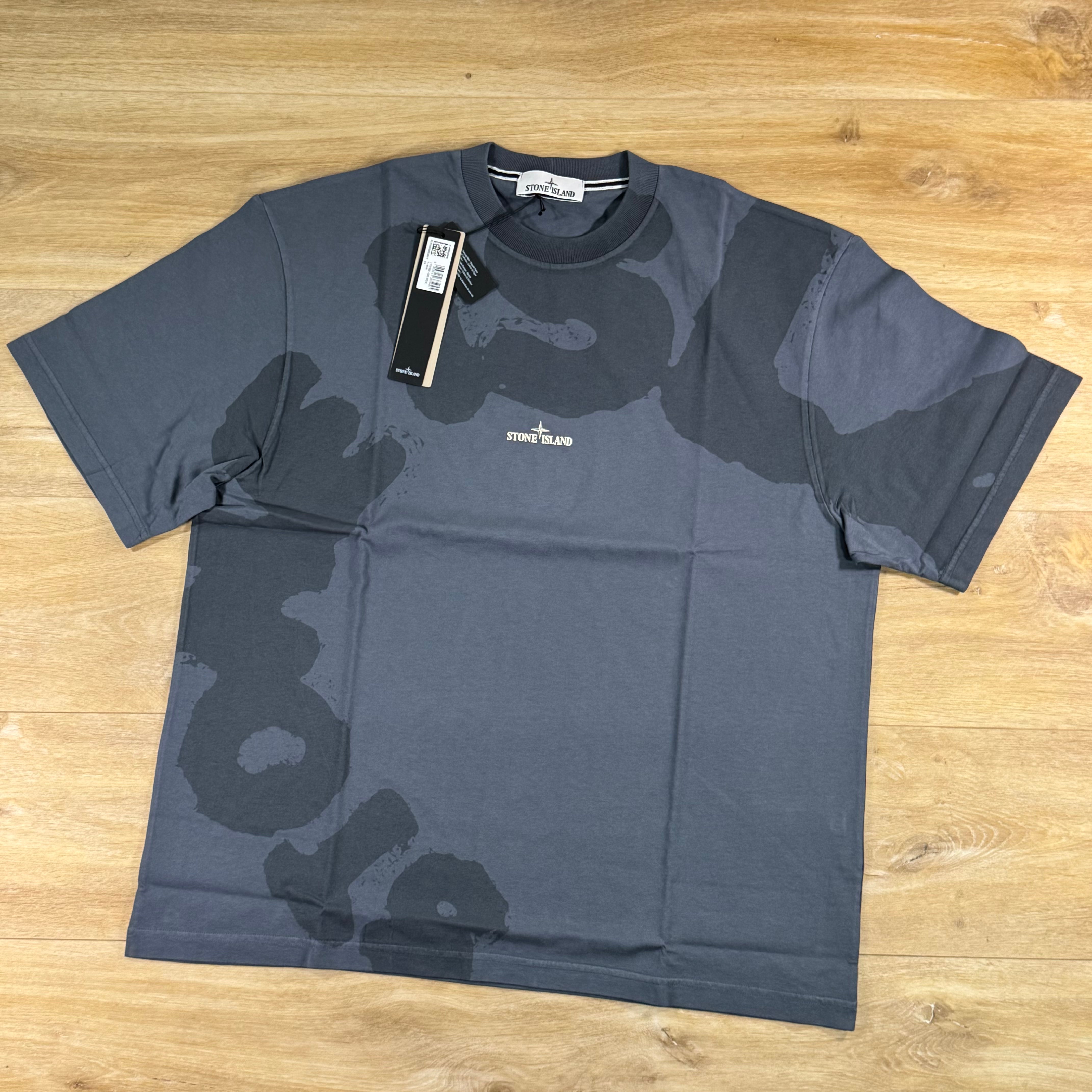 Stone Island 'Whirlwind Type' Print T-Shirt in Blue Grey