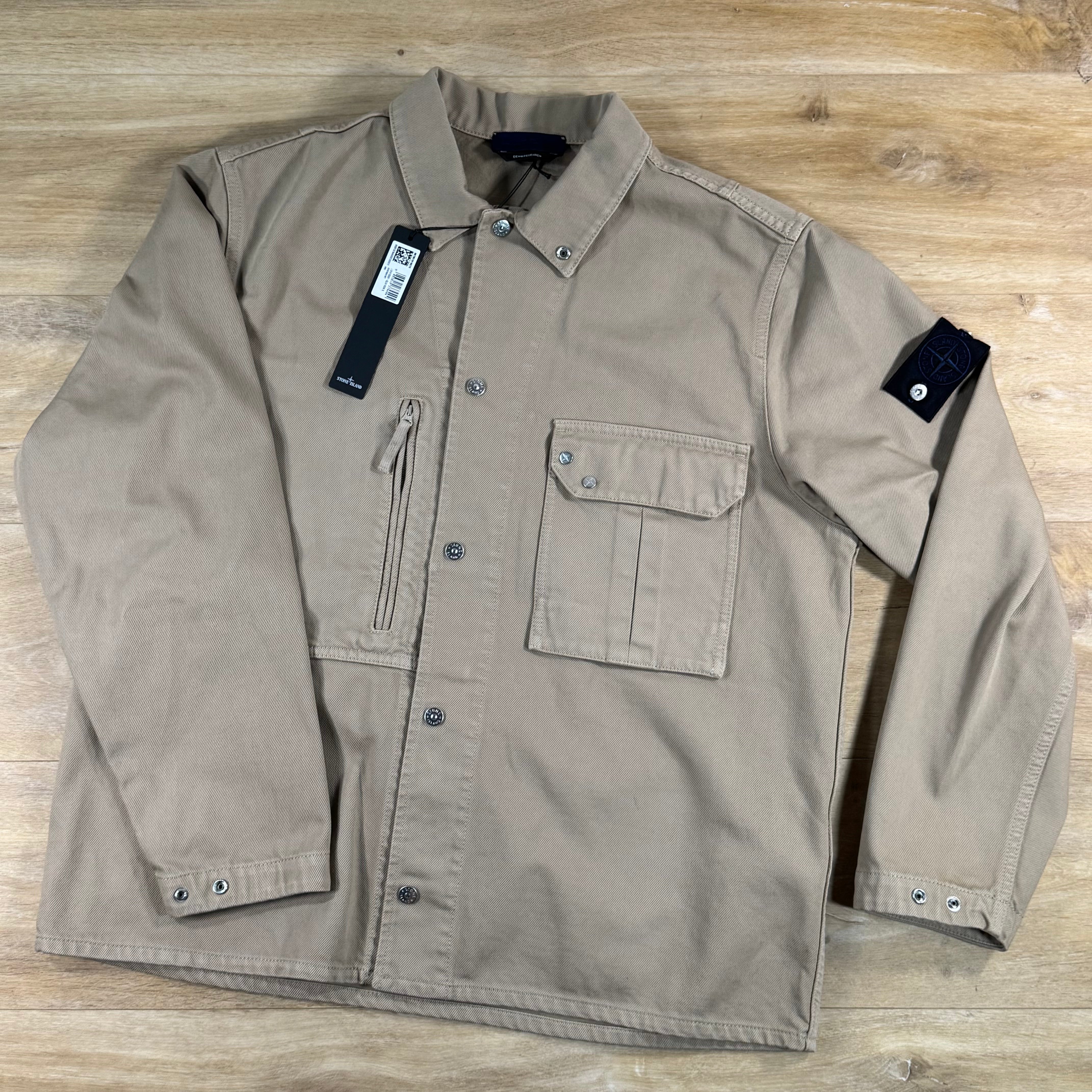 Stone Island Light Bull Denim-TC Overshirt in Desert