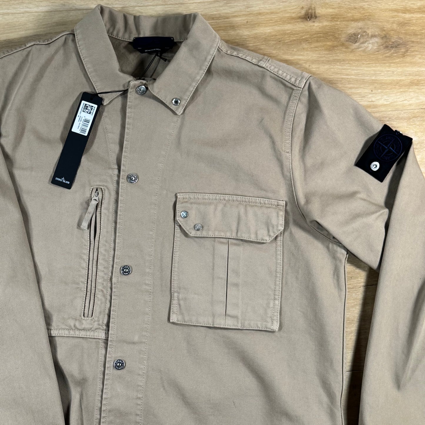 Stone Island Light Bull Denim-TC Overshirt in Desert