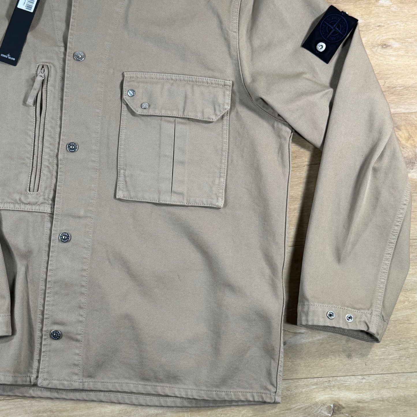 Stone Island Light Bull Denim-TC Overshirt in Desert