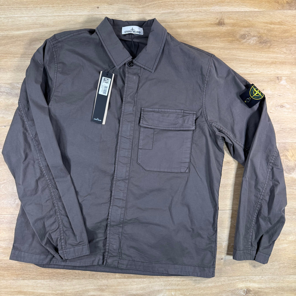 Stone Island Stretch Twill Overshirt in Charcoal Grey