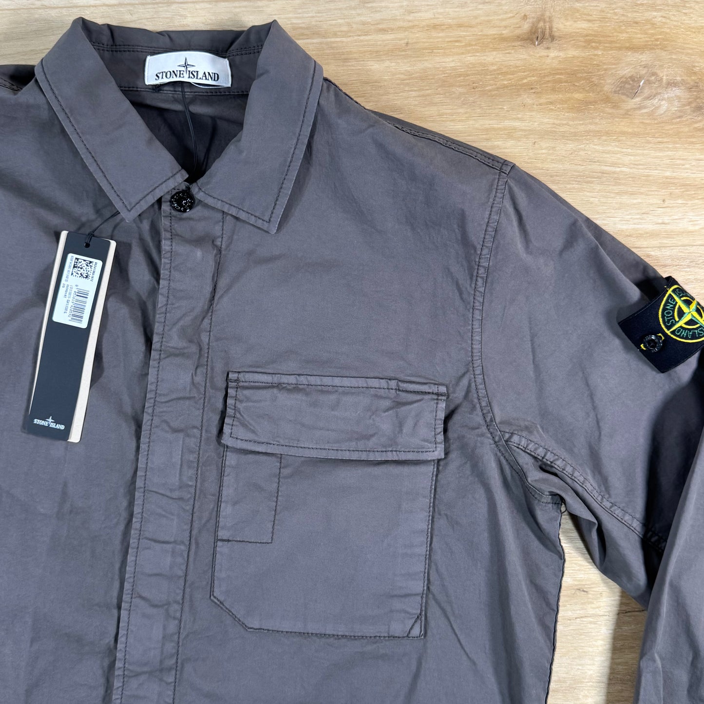 Stone Island Stretch Twill Overshirt in Charcoal Grey