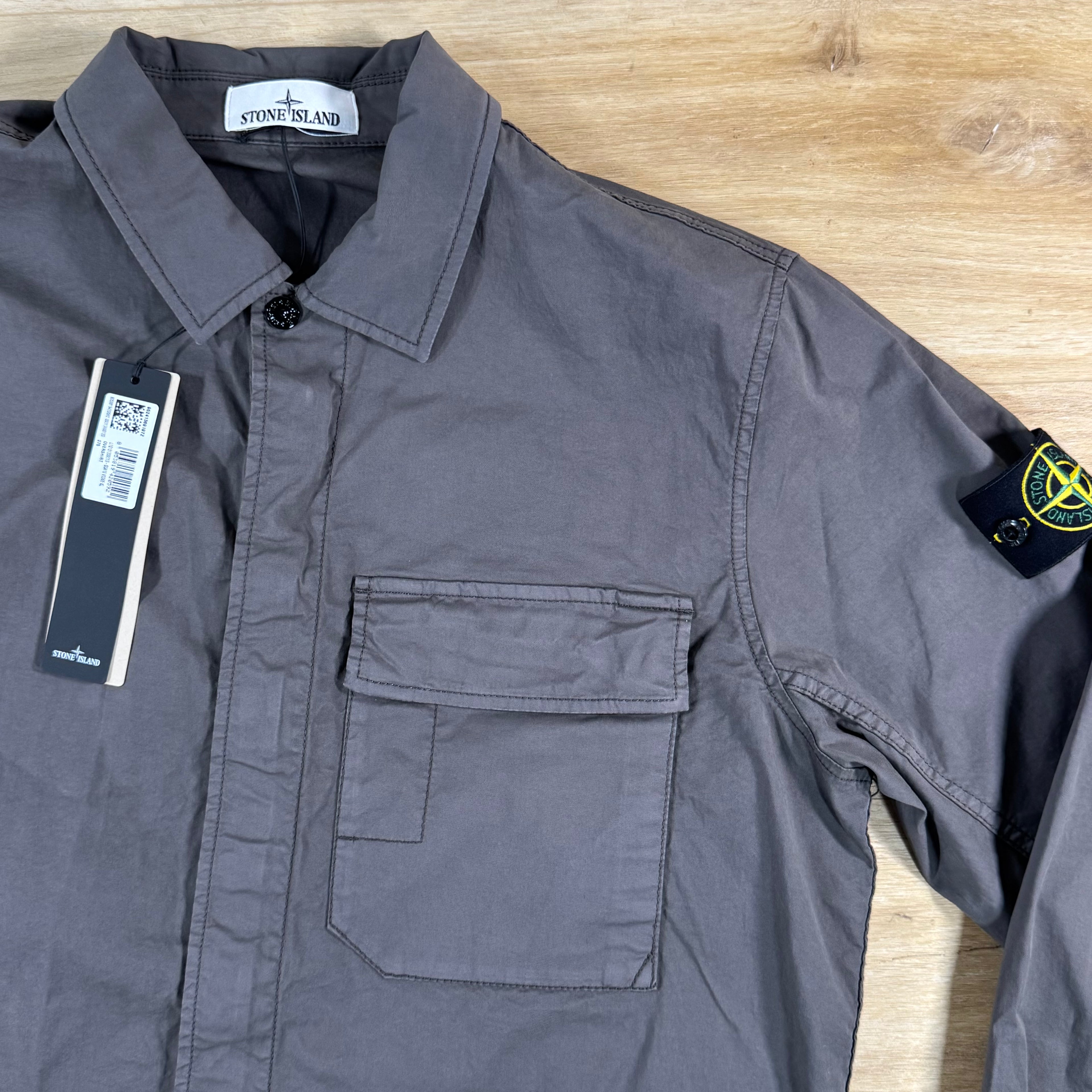 Stone Island Stretch Twill Overshirt in Charcoal Grey