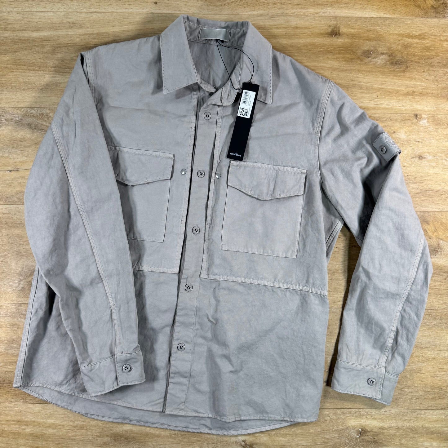 Stone Island Ghost Linen Overshirt in Dust Grey