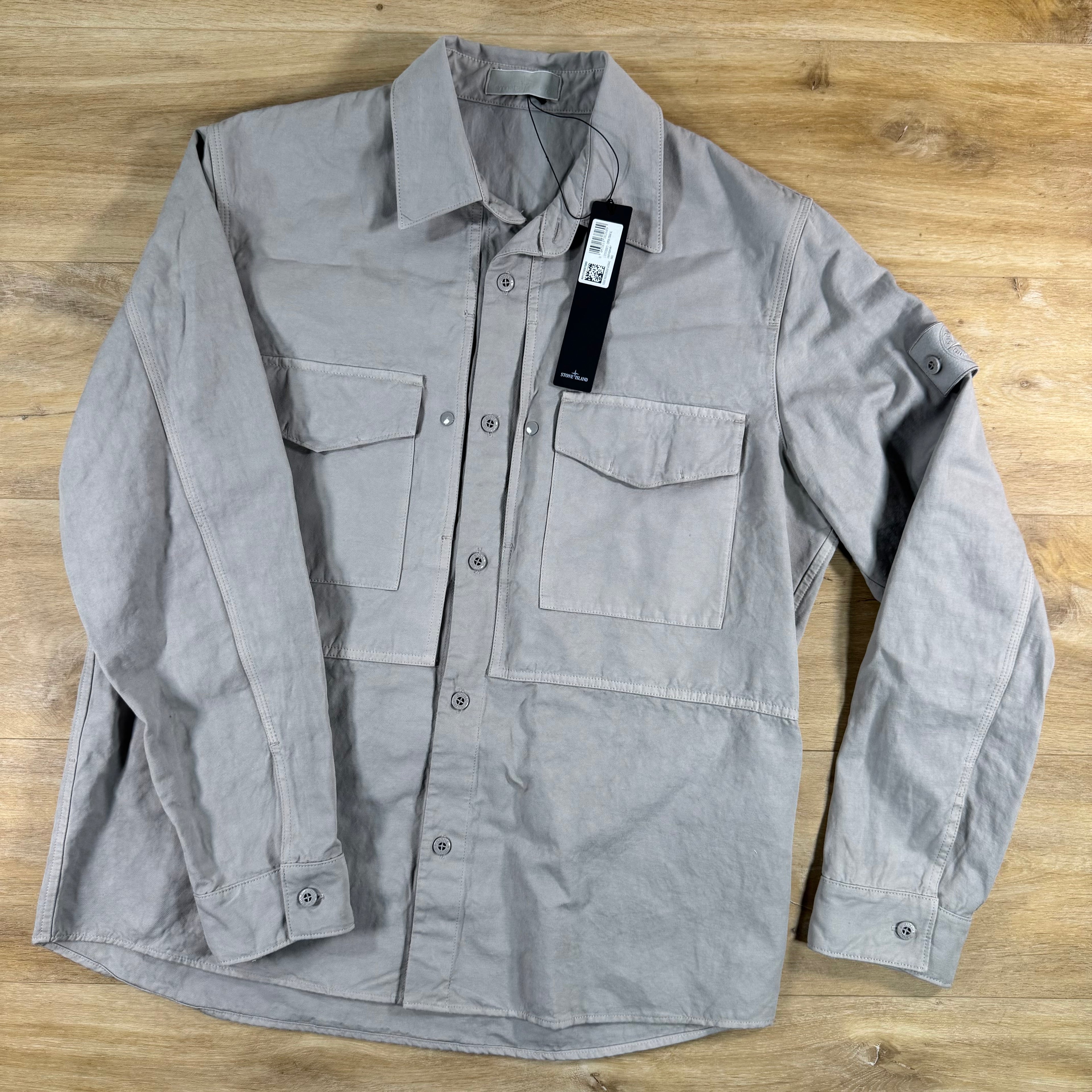 Stone Island Ghost Linen Overshirt in Dust Grey