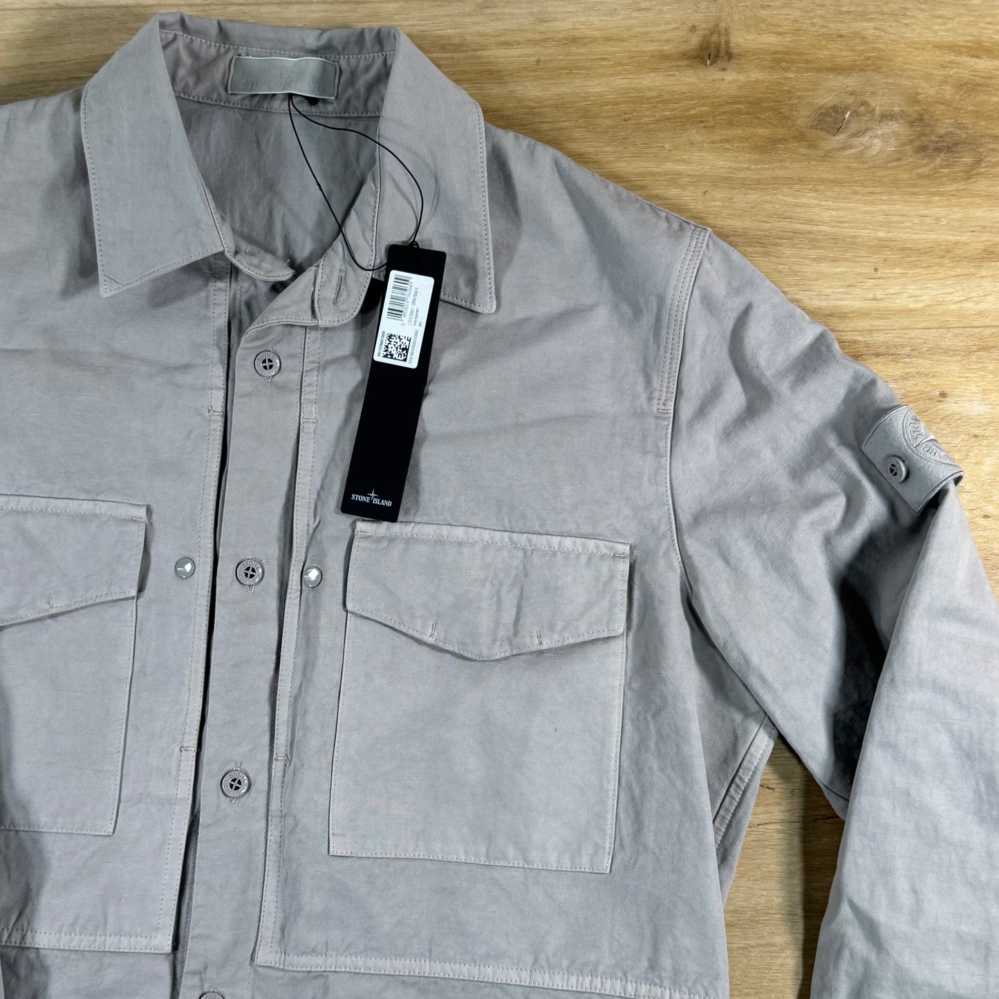 Stone Island Ghost Linen Overshirt in Dust Grey