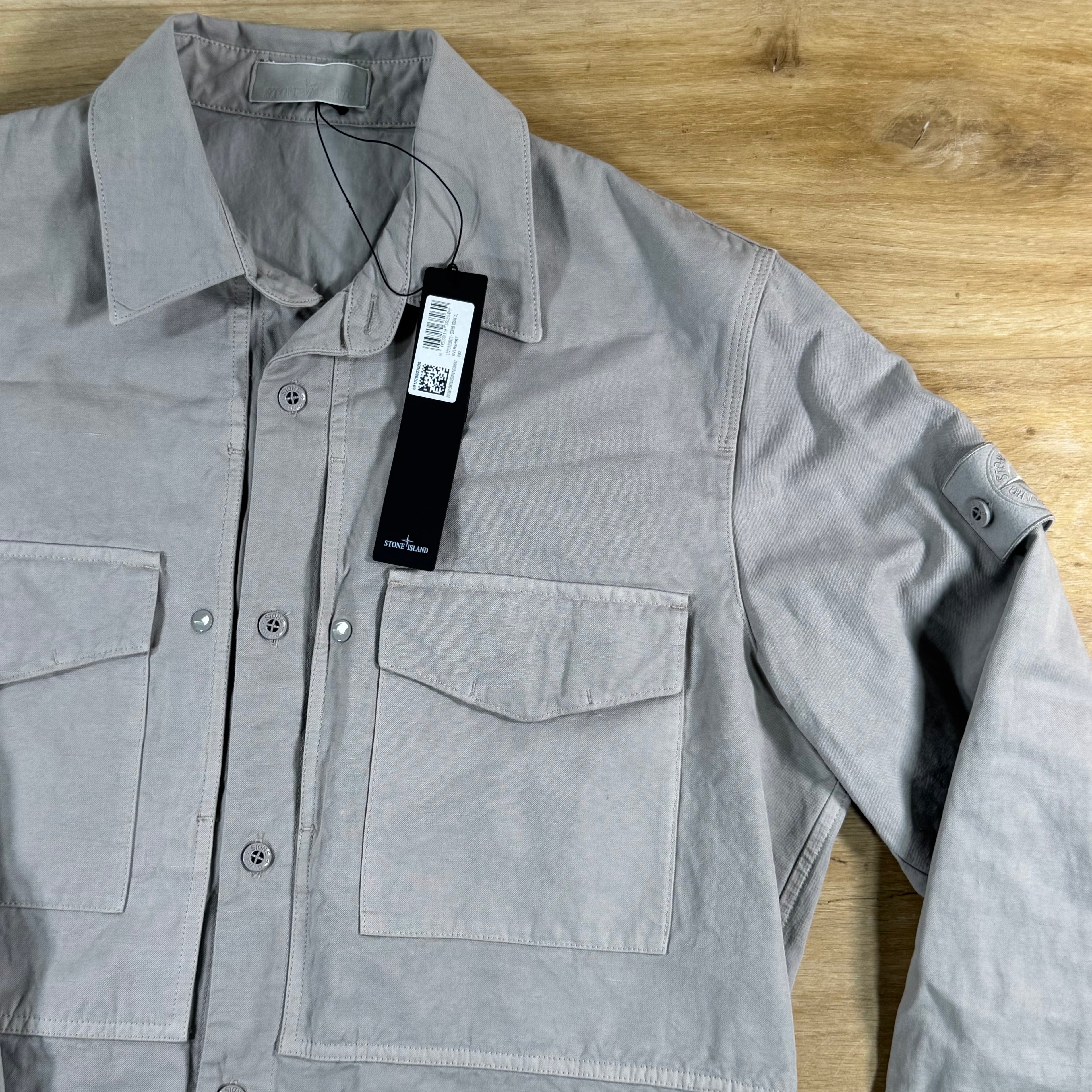 Stone Island Ghost Linen Overshirt in Dust Grey