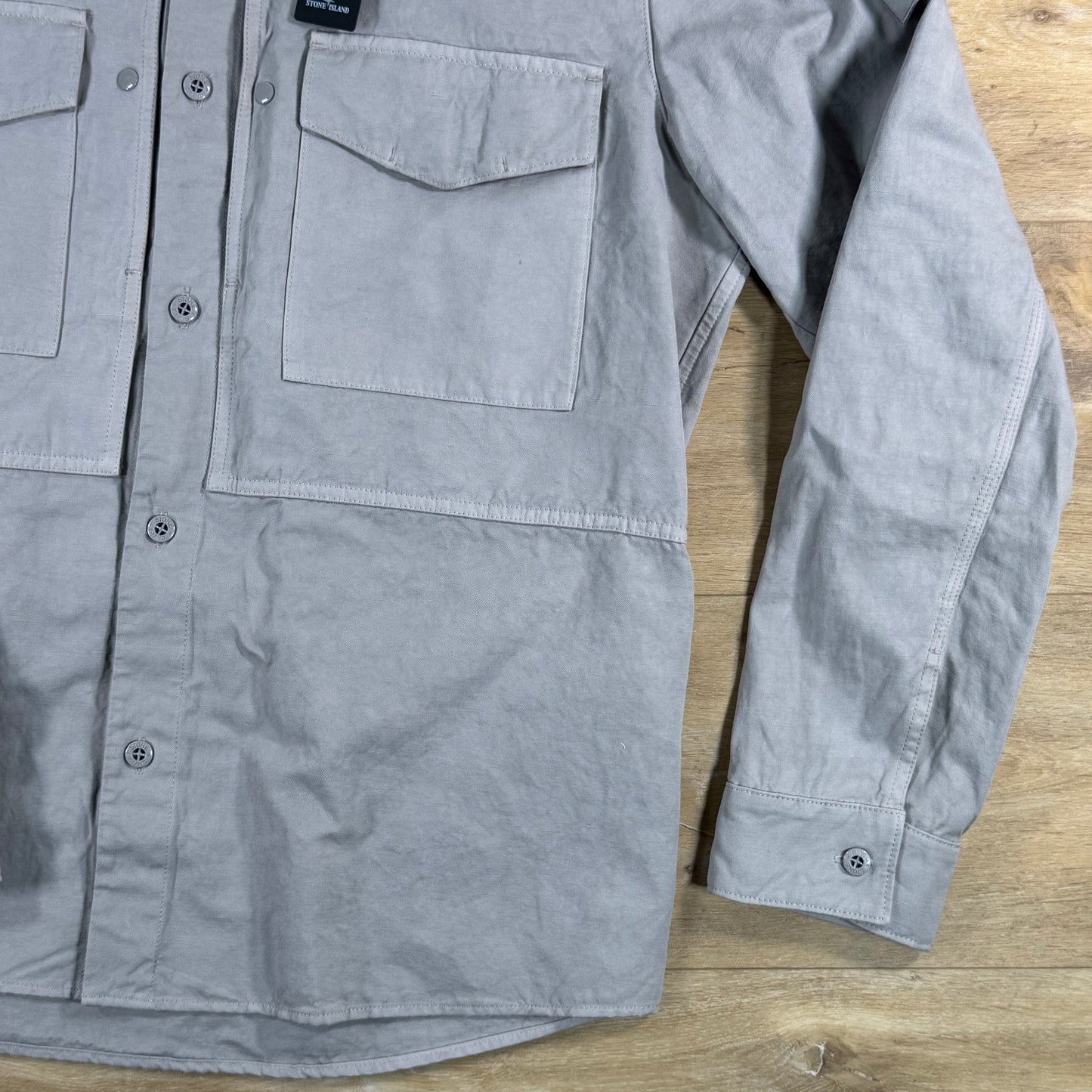 Stone Island Ghost Linen Overshirt in Dust Grey