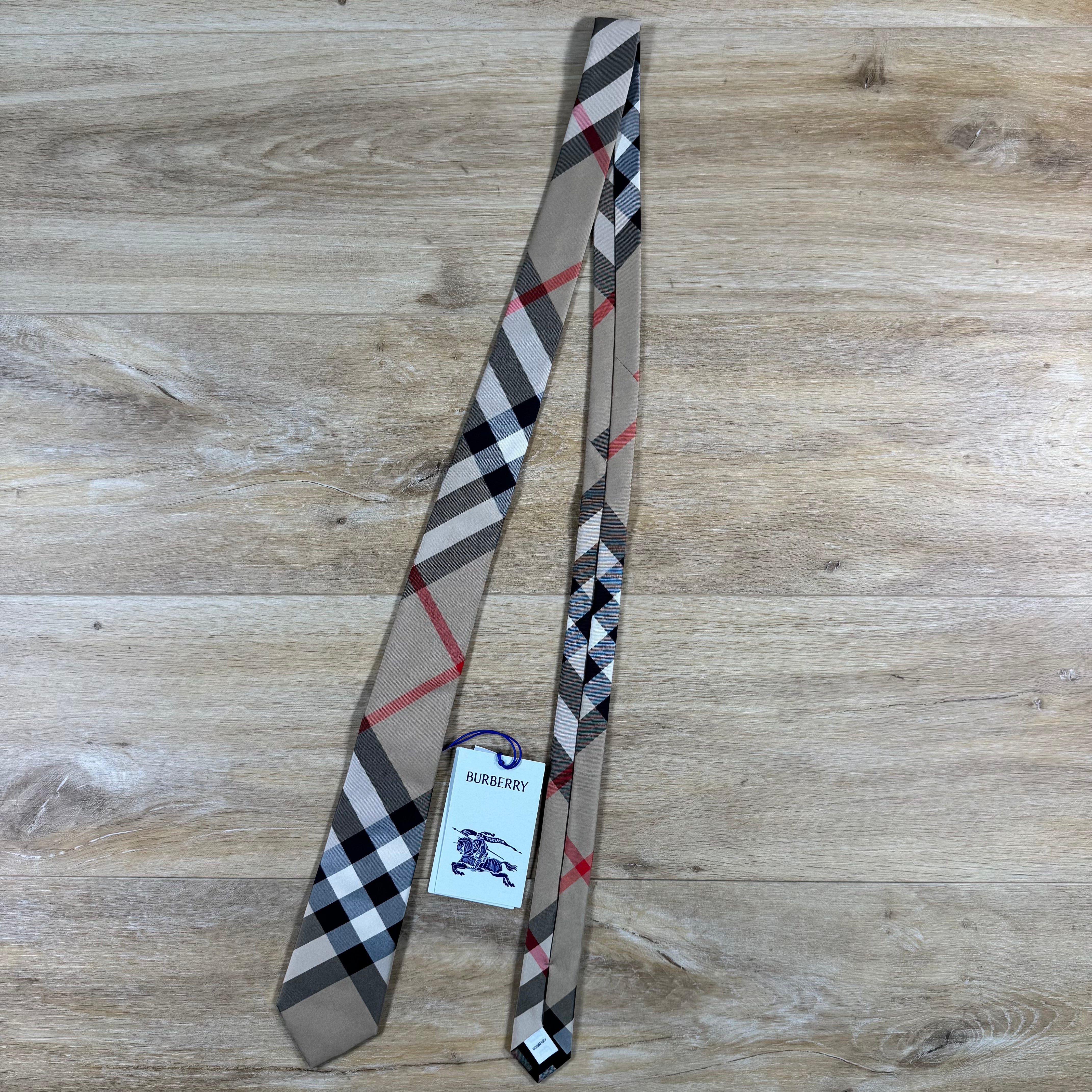 Burberry Check Silk Tie in Archive Beige
