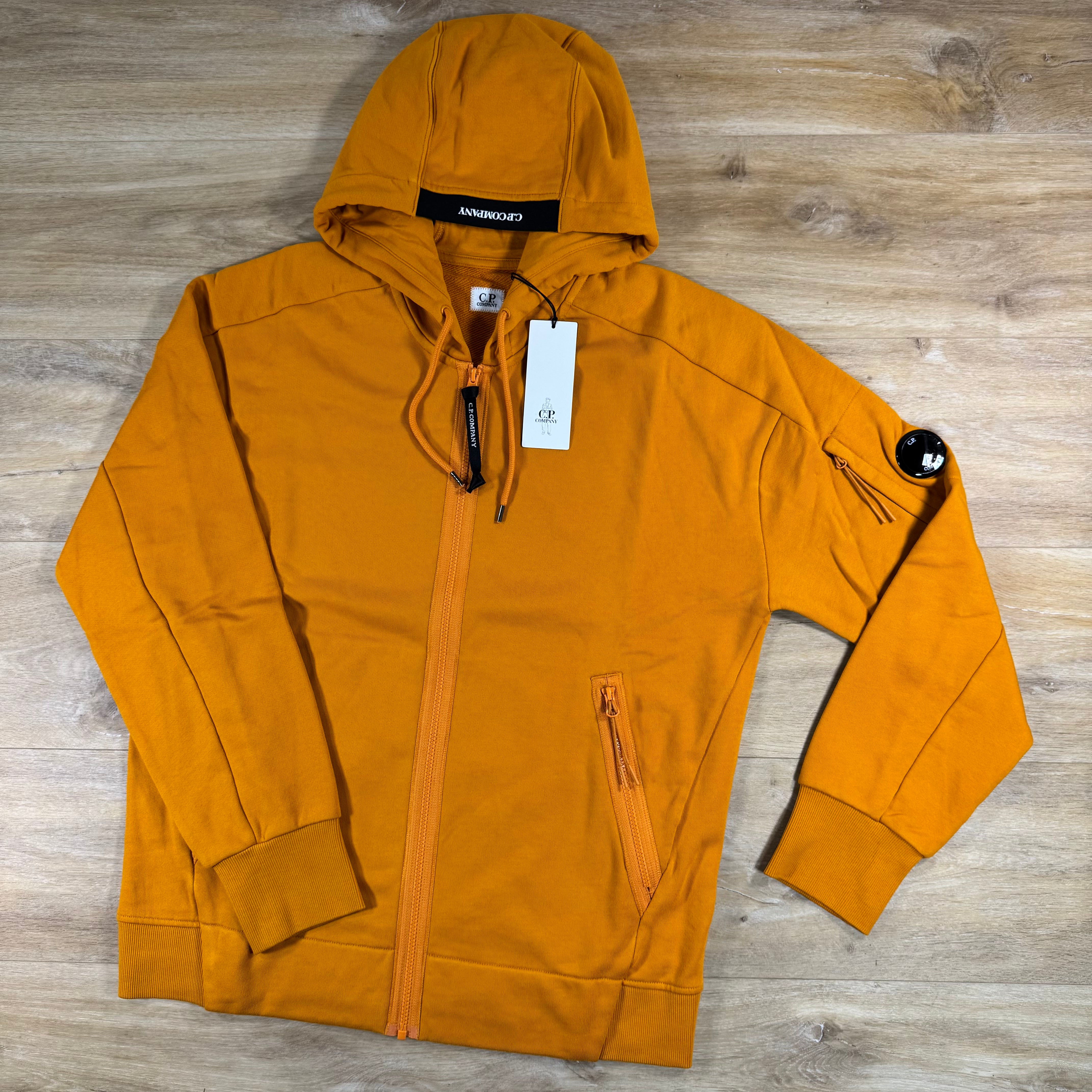 C.P. Company Diagonal Raised Zipped Lens Hoodie in Desert Sun