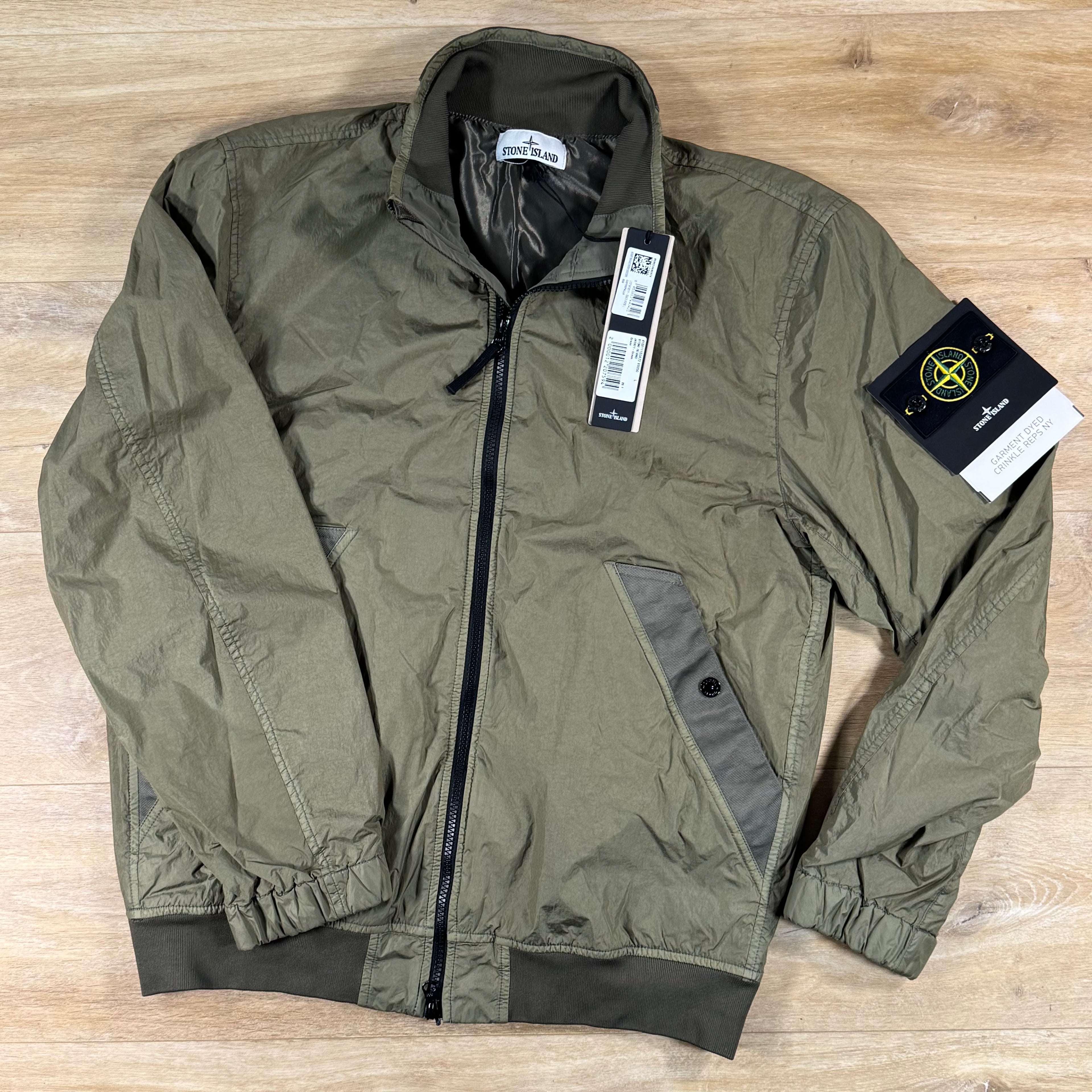 Stone Island Crinkle Reps NY Jacket in Military Green