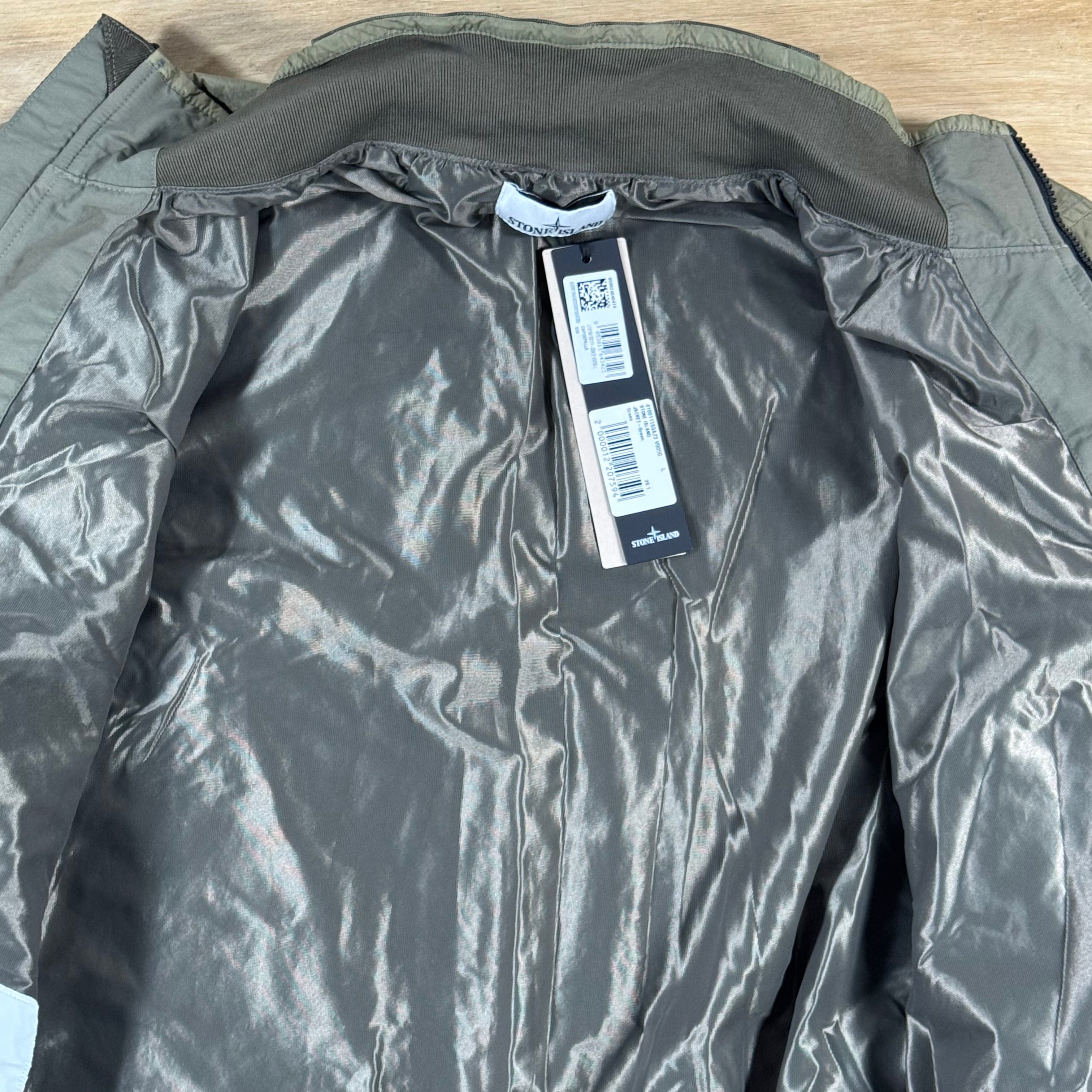 Stone Island Crinkle Reps NY Jacket in Military Green