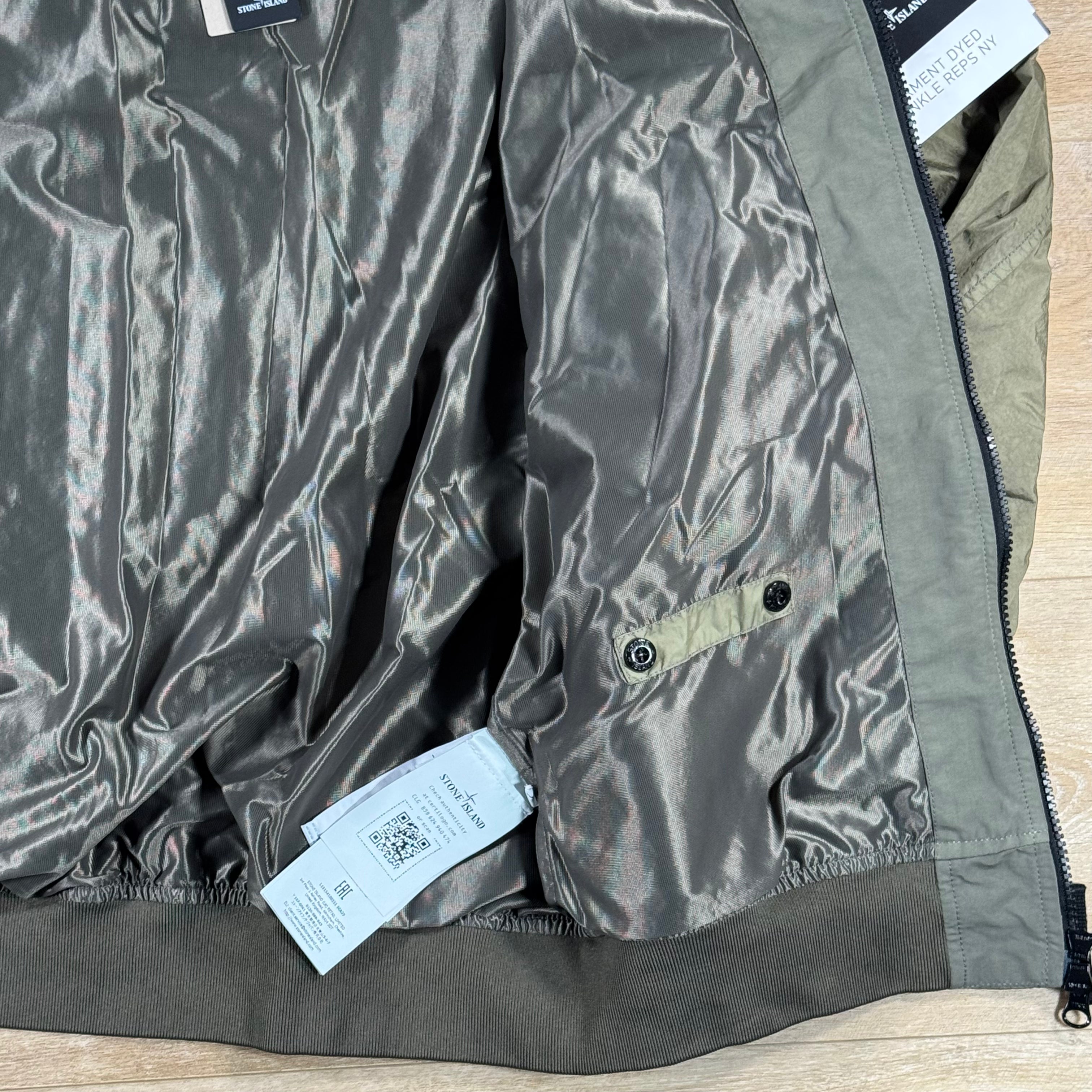 Stone Island Crinkle Reps NY Jacket in Military Green