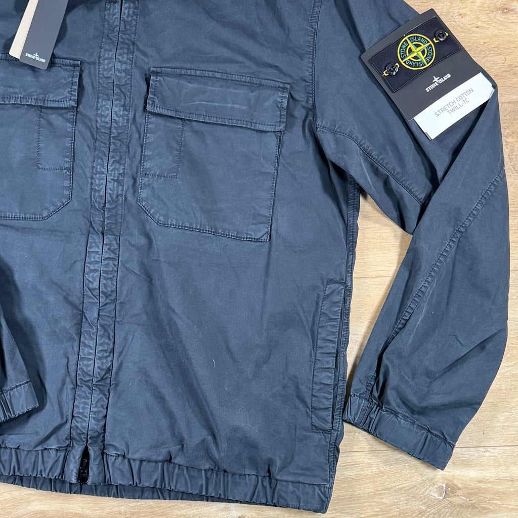 Stone Island Cotton Twill Hooded Jacket in Navy