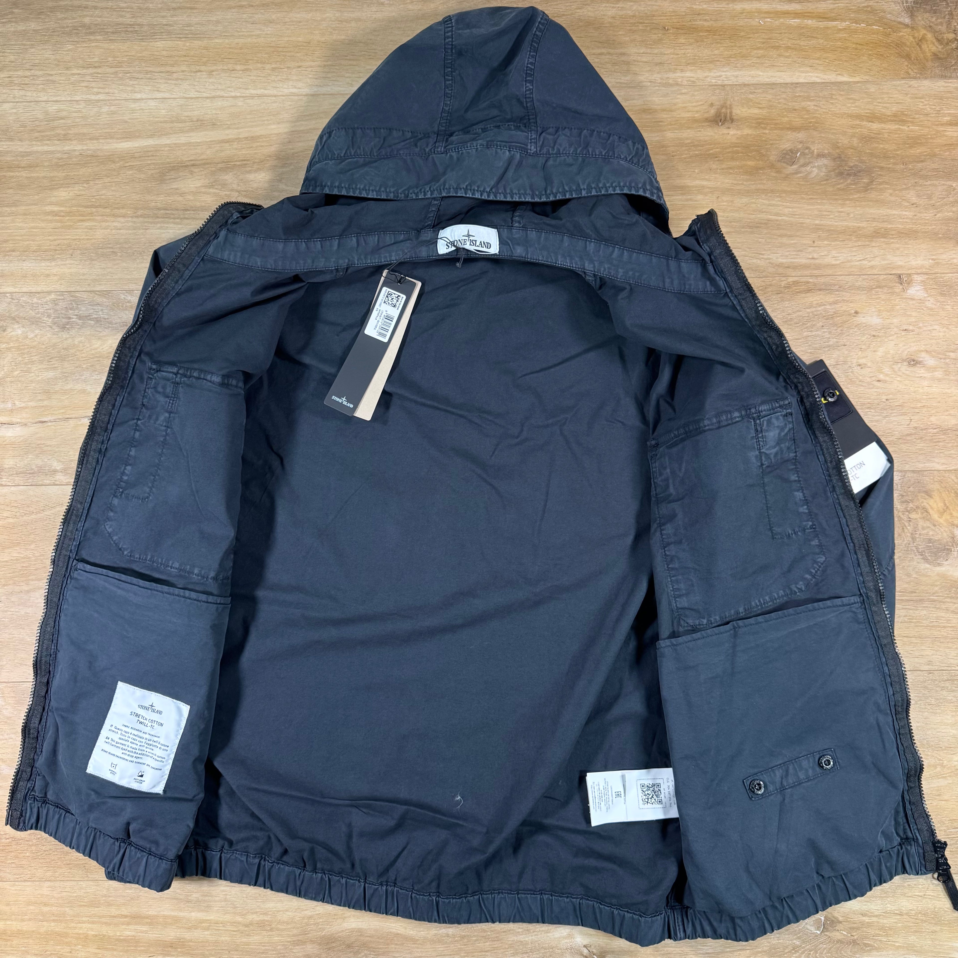 Stone Island Cotton Twill Hooded Jacket in Navy