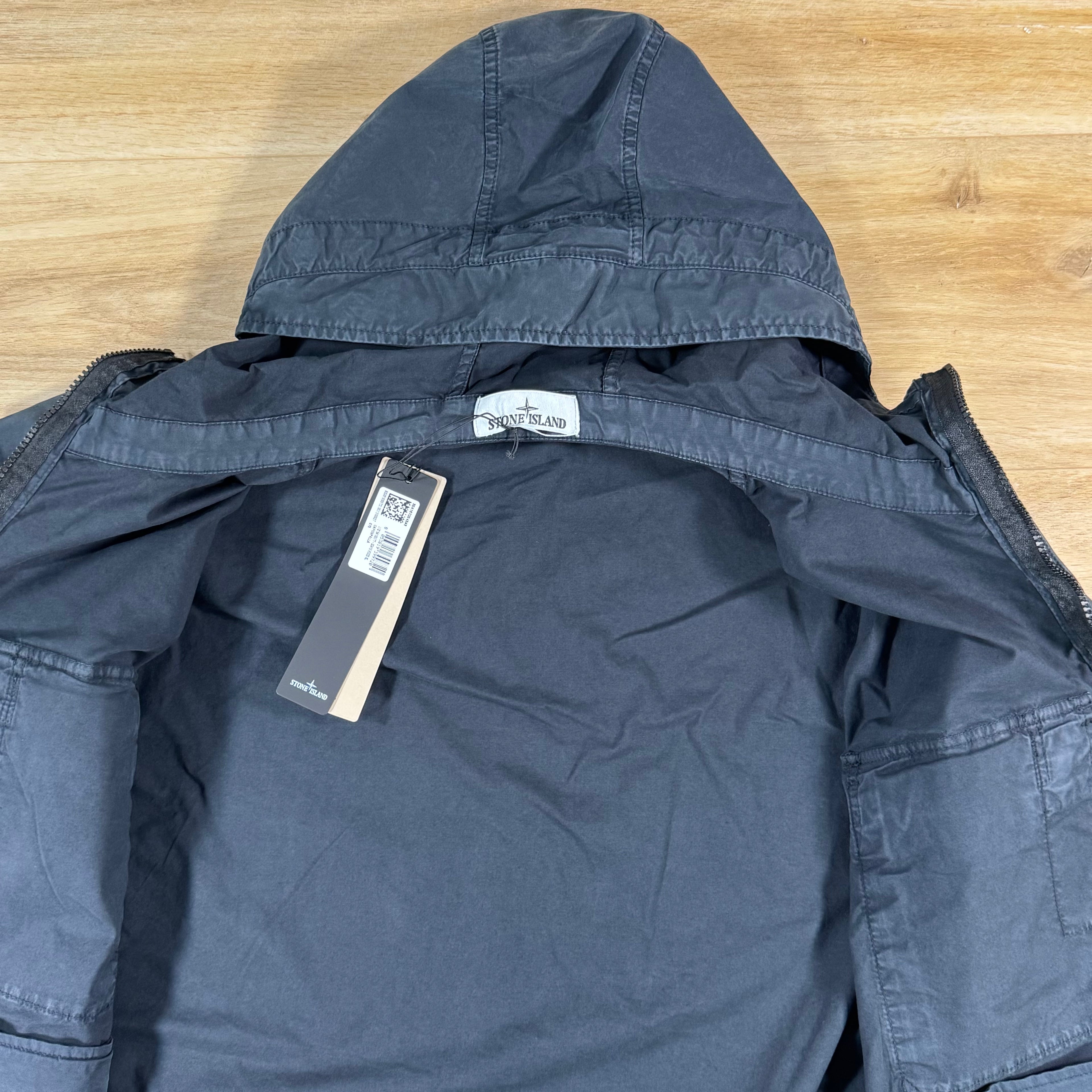 Stone Island Cotton Twill Hooded Jacket in Navy