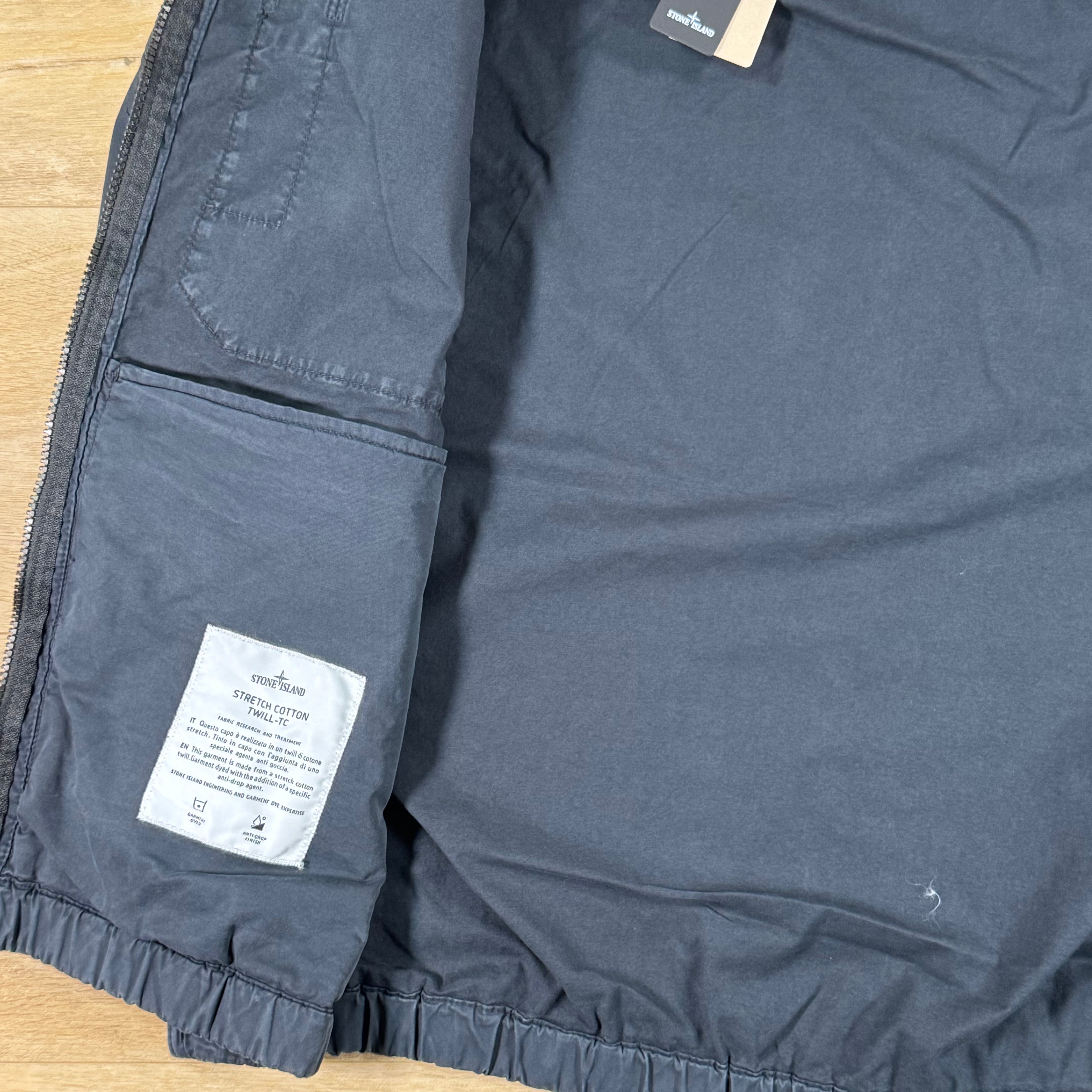 Stone Island Cotton Twill Hooded Jacket in Navy