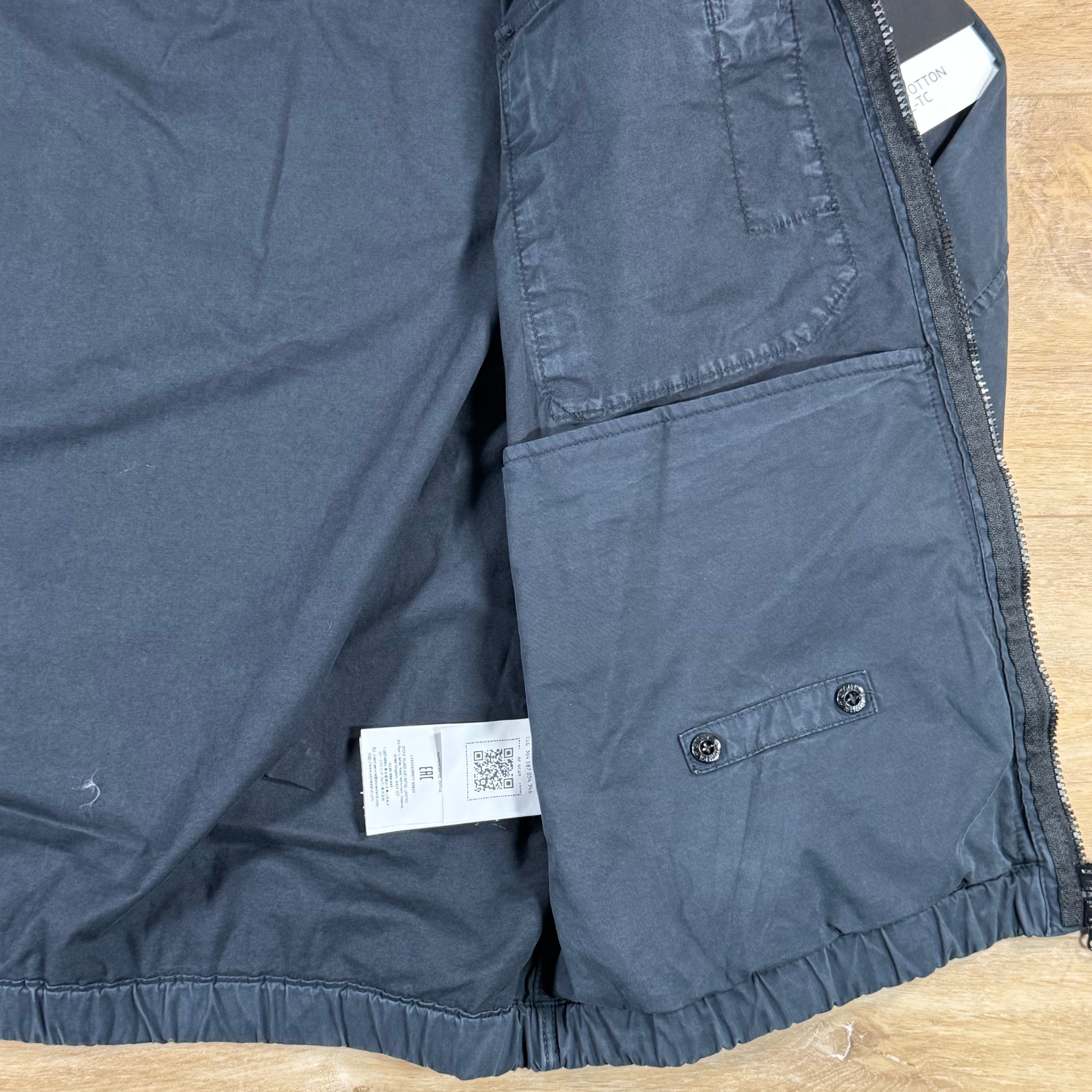 Stone Island Cotton Twill Hooded Jacket in Navy