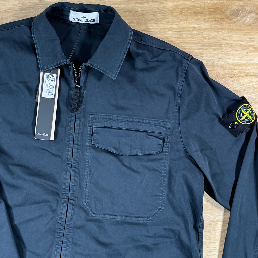 Stone Island Stretch Satin Overshirt in Navy