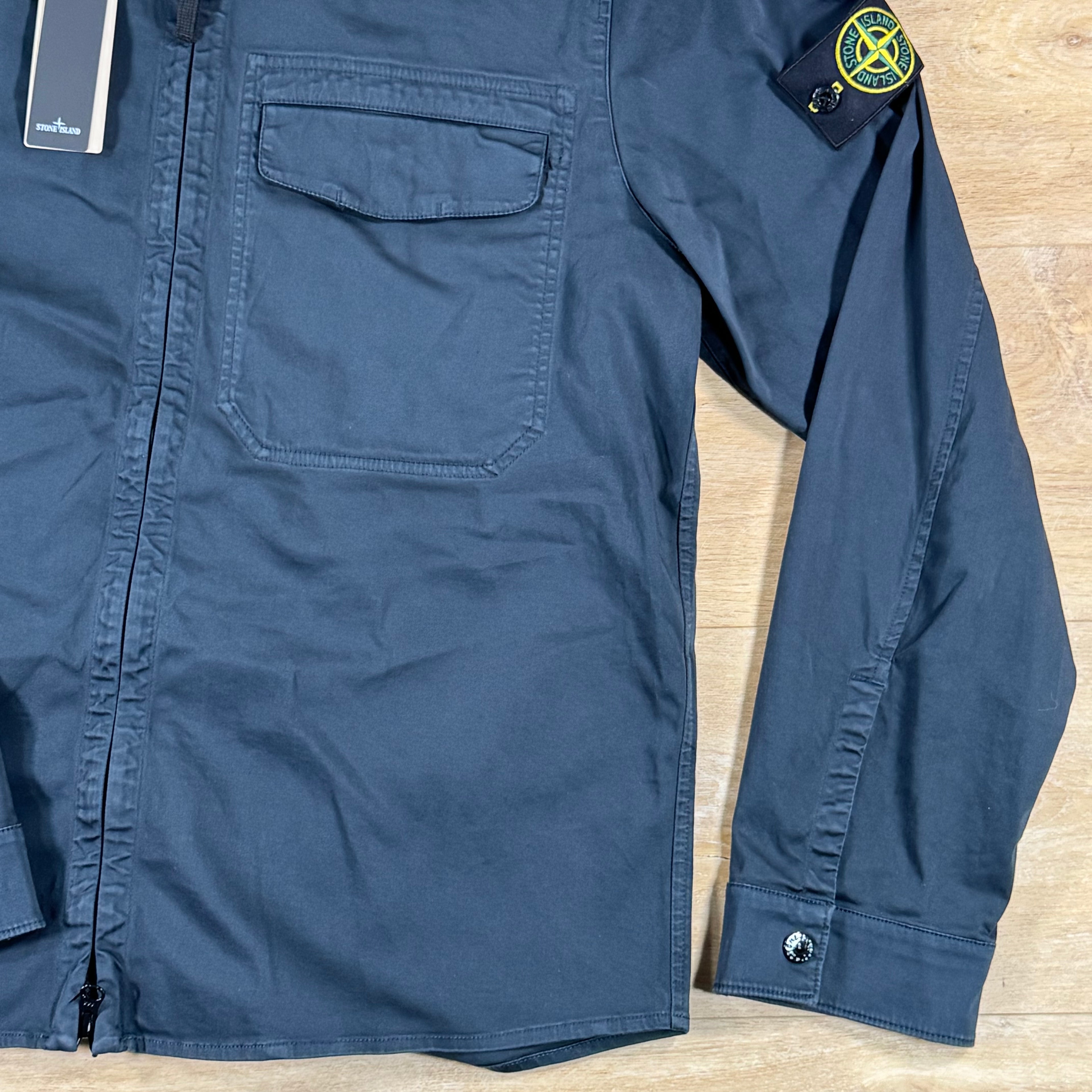 Stone Island Stretch Satin Overshirt in Navy