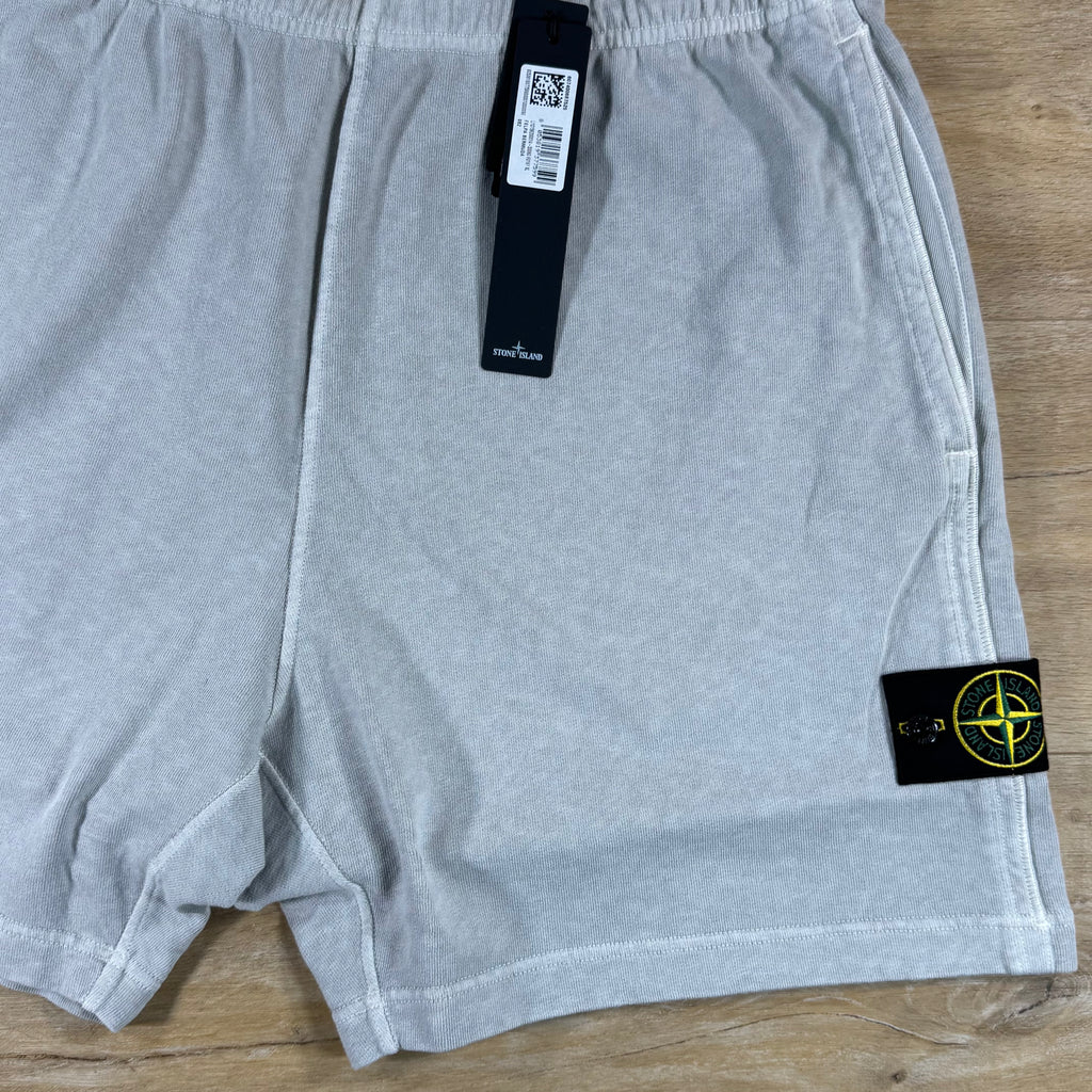 Stone Island Malfile Fleece 'Old Effect' Shorts in Pearl Grey