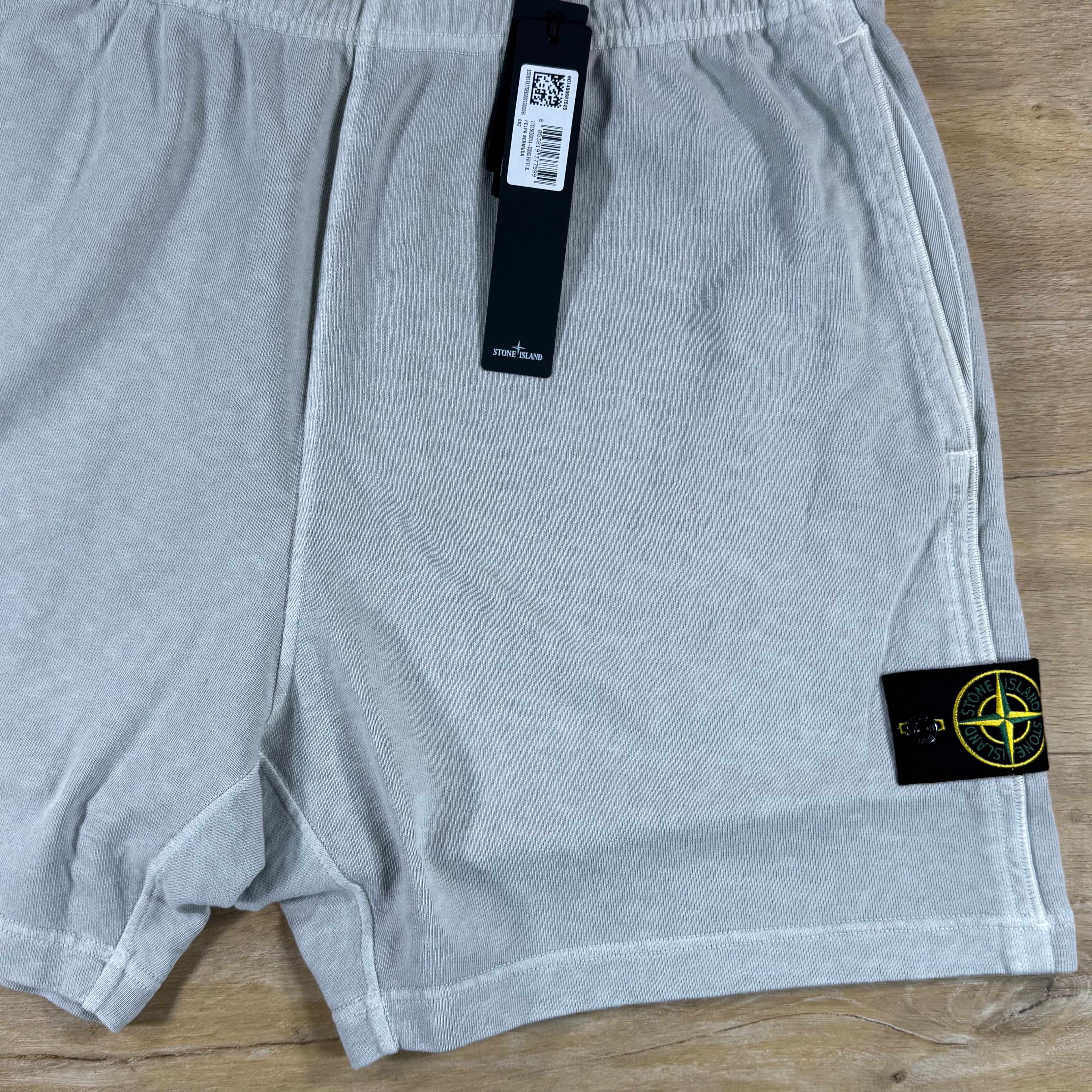 Stone Island Malfile Fleece 'Old Effect' Shorts in Pearl Grey