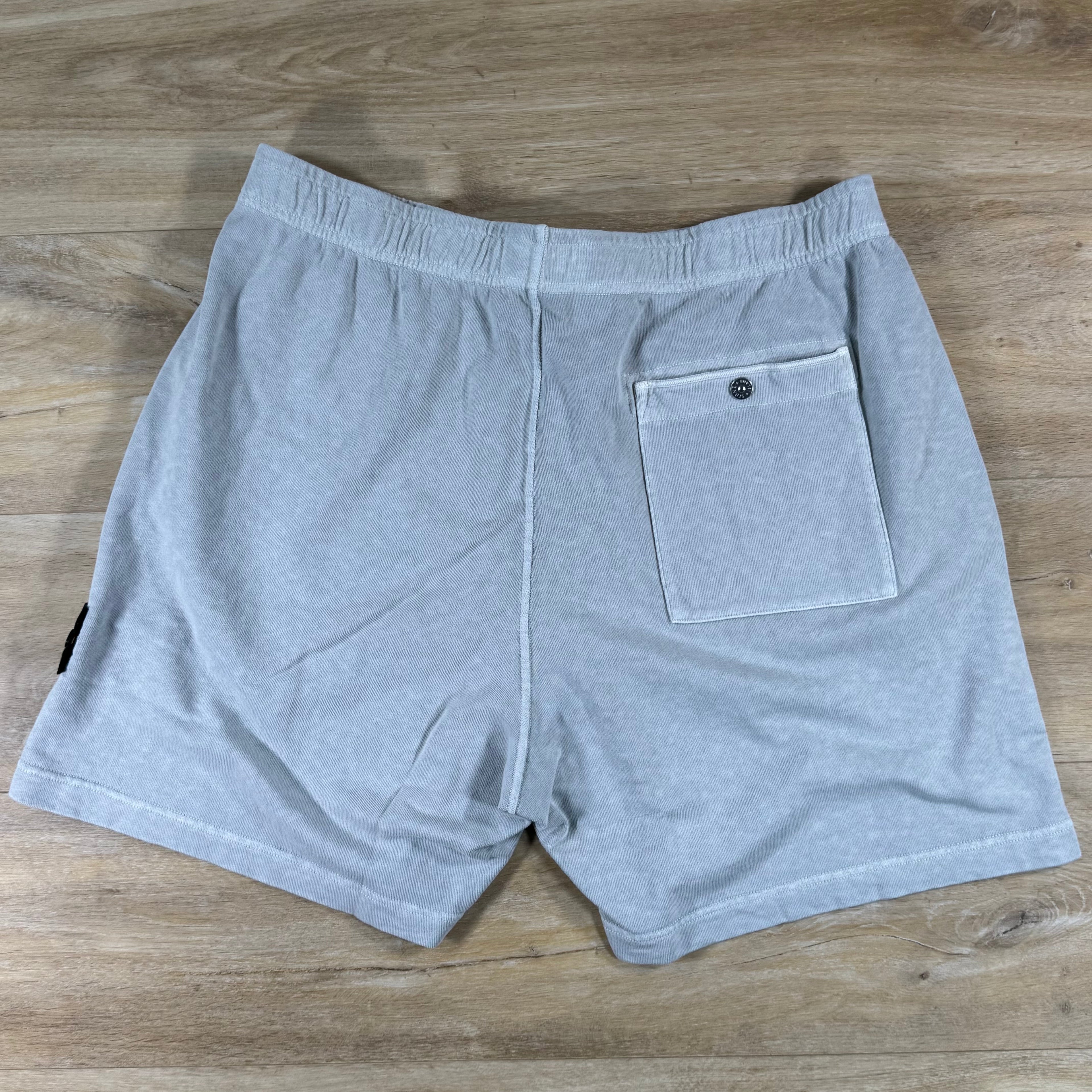 Stone Island Malfile Fleece 'Old Effect' Shorts in Pearl Grey