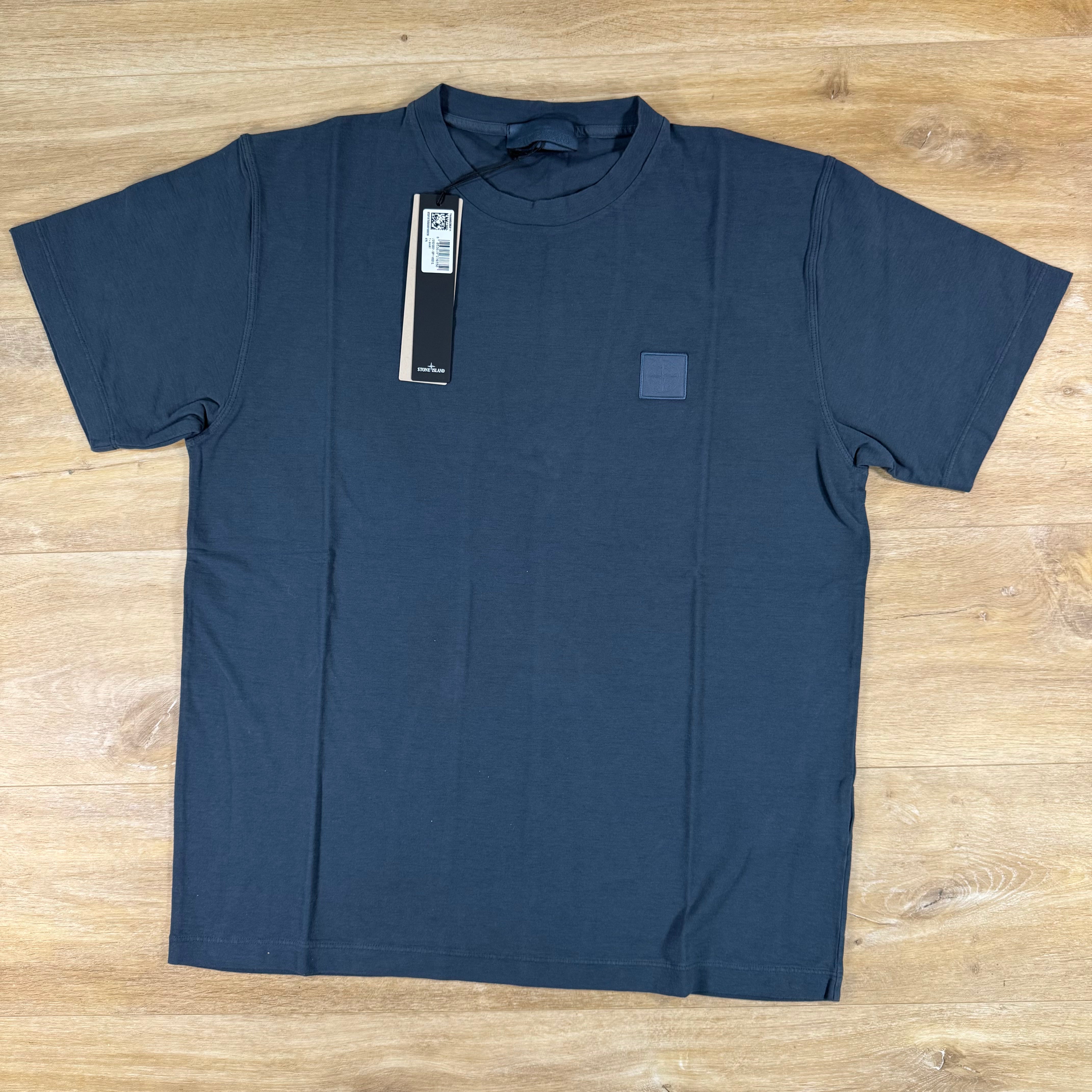 Stone Island Ghost Tonal Patch Logo T-Shirt in Slate Blue