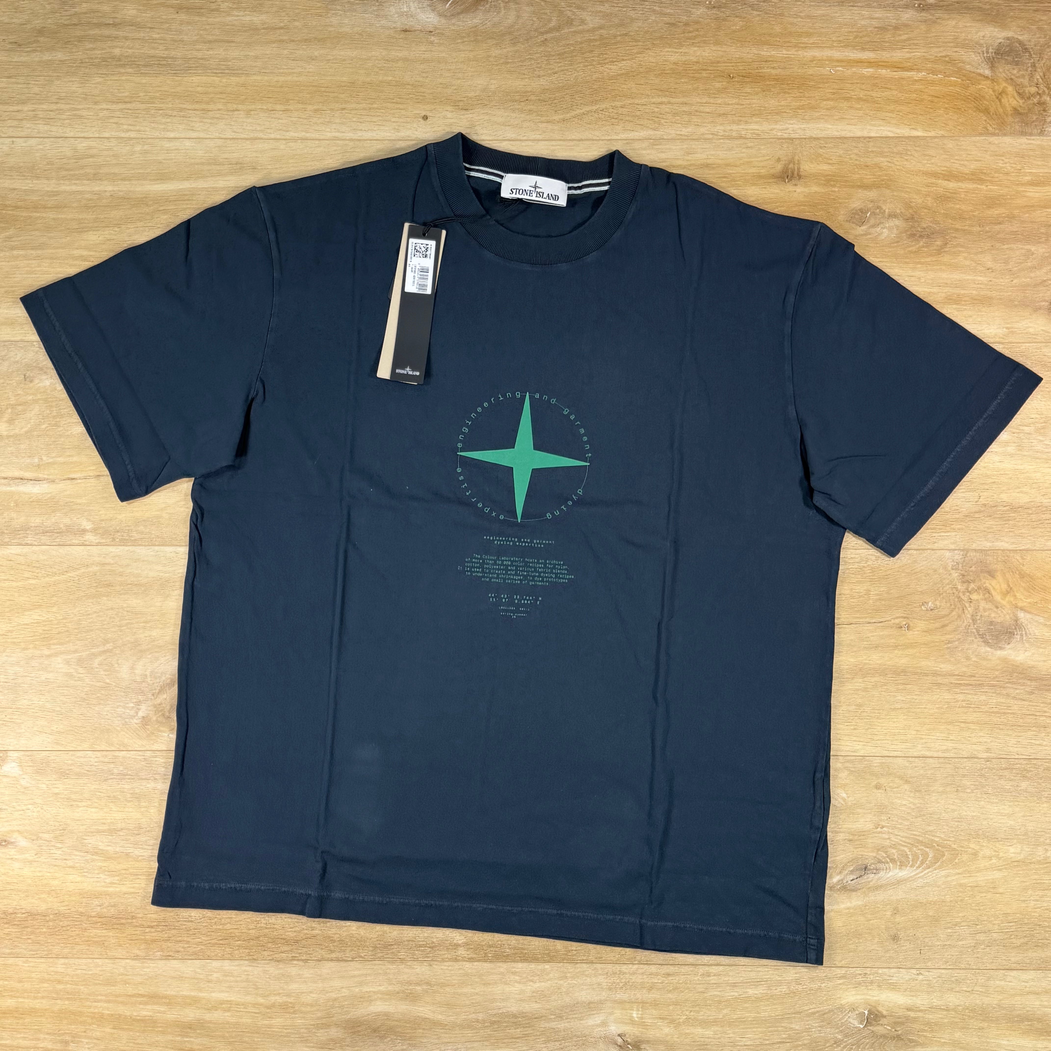 Stone Island 'Light Compass' Print T-Shirt in Navy