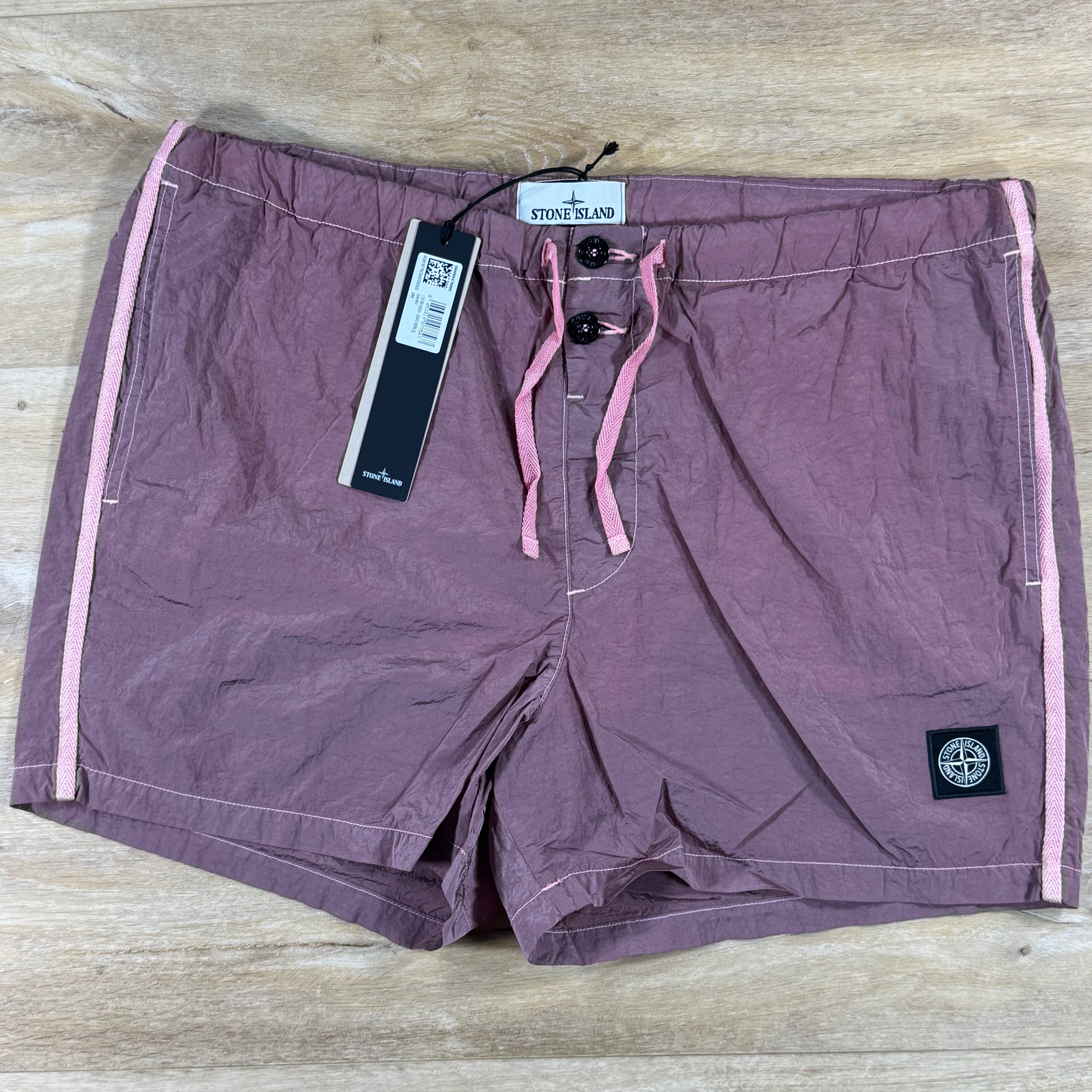 Stone Island Nylon Metal Button Swim Shorts in Oleander Pink