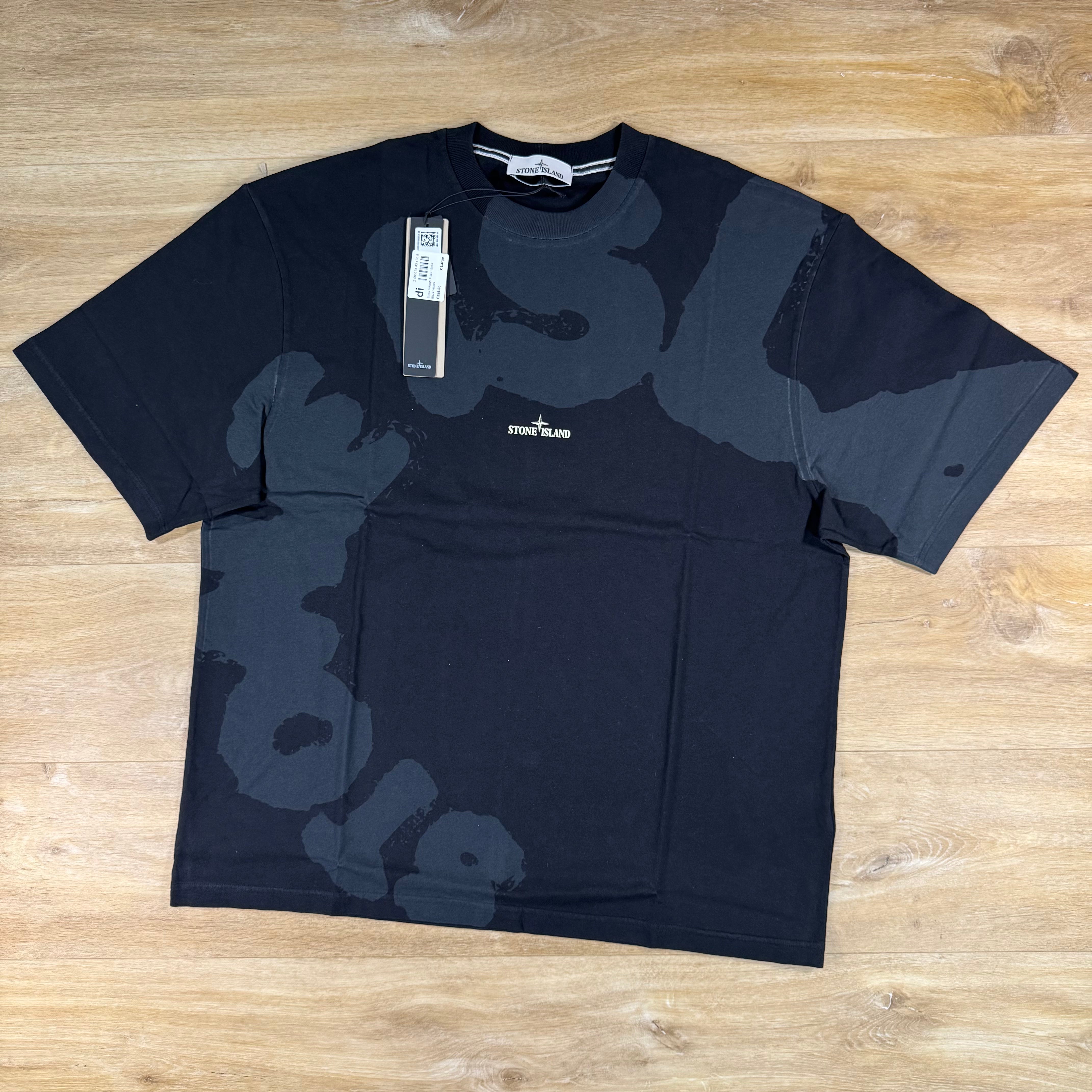 Stone Island 'Whirlwind Type' Print T-Shirt in Black