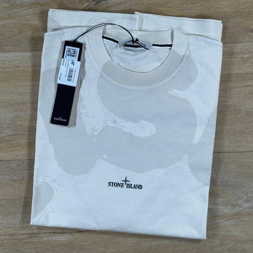Stone Island 'Whirlwind Type' Print T-Shirt in Ivory