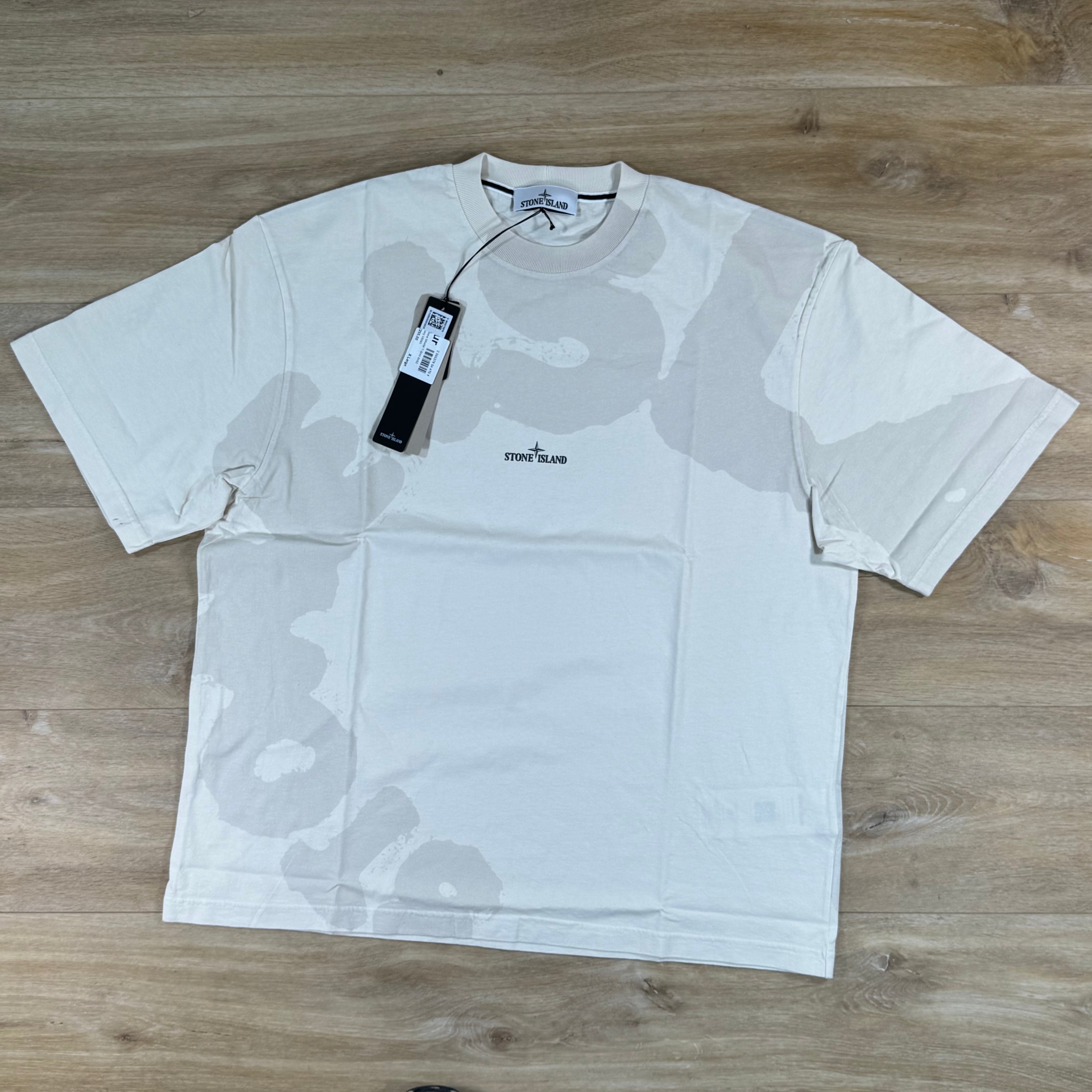 Stone Island 'Whirlwind Type' Print T-Shirt in Ivory