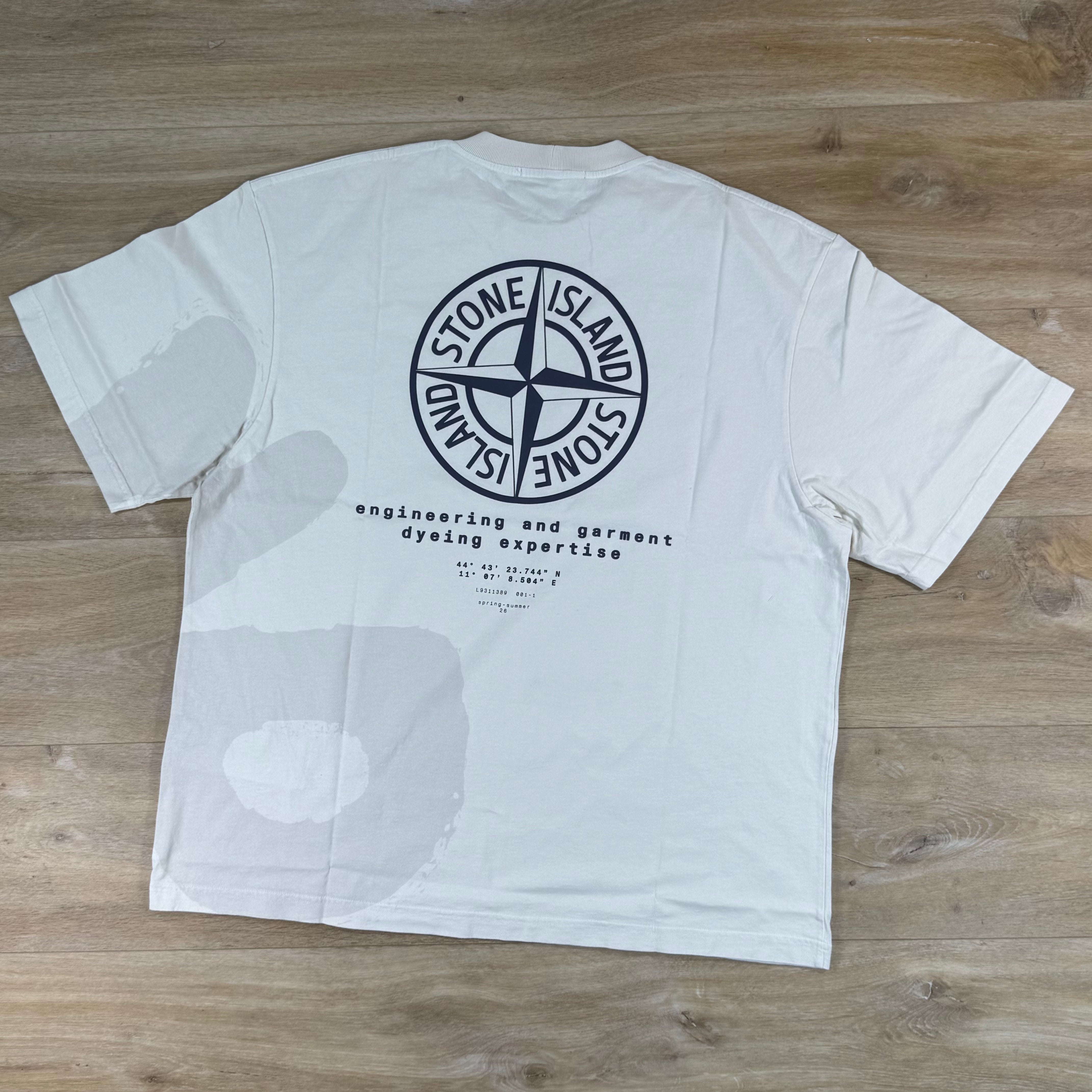 Stone Island 'Whirlwind Type' Print T-Shirt in Ivory